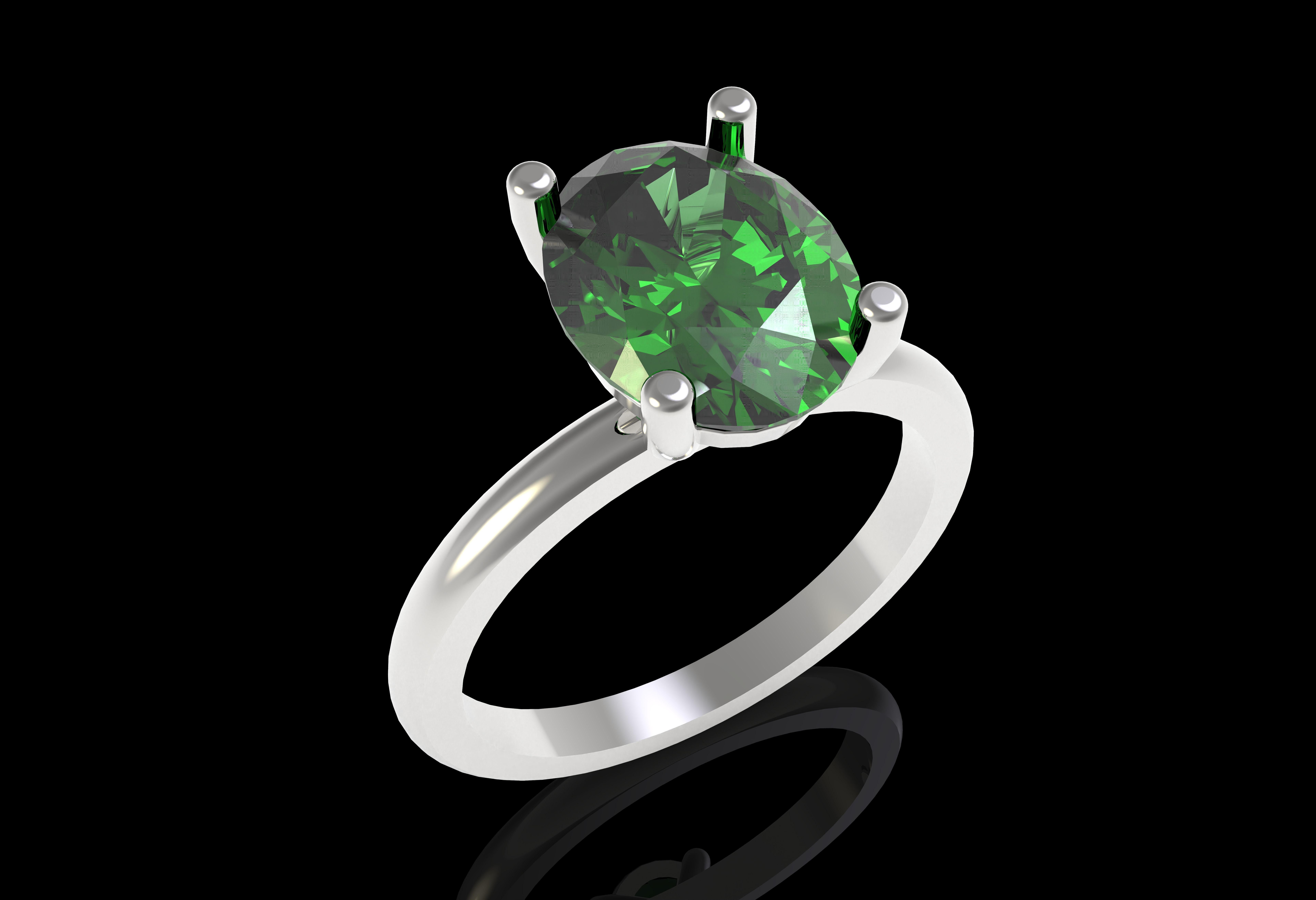Oval Stone Solitaire Ring 3D print model_31