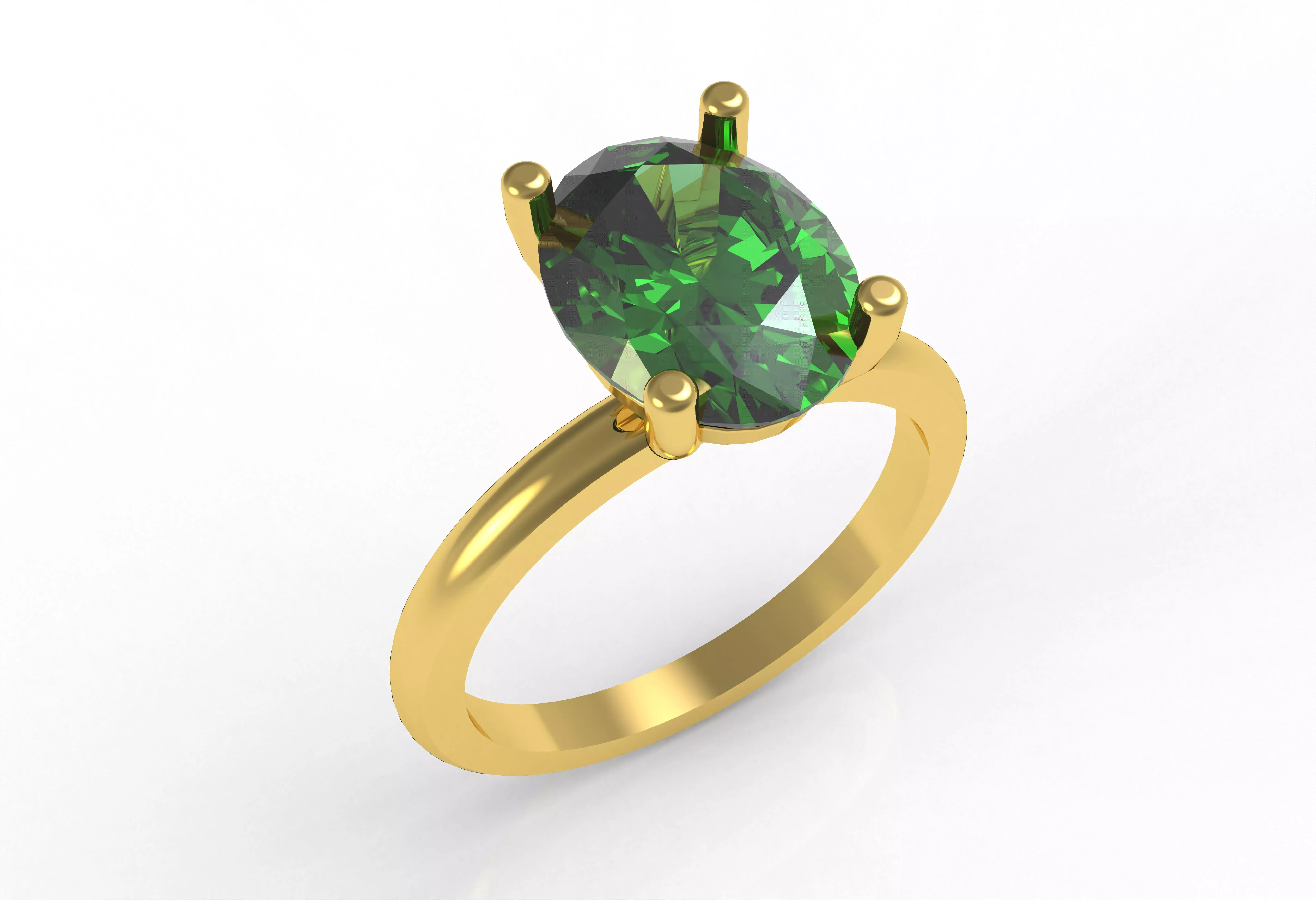 Oval Stone Solitaire Ring 3D print model_0
