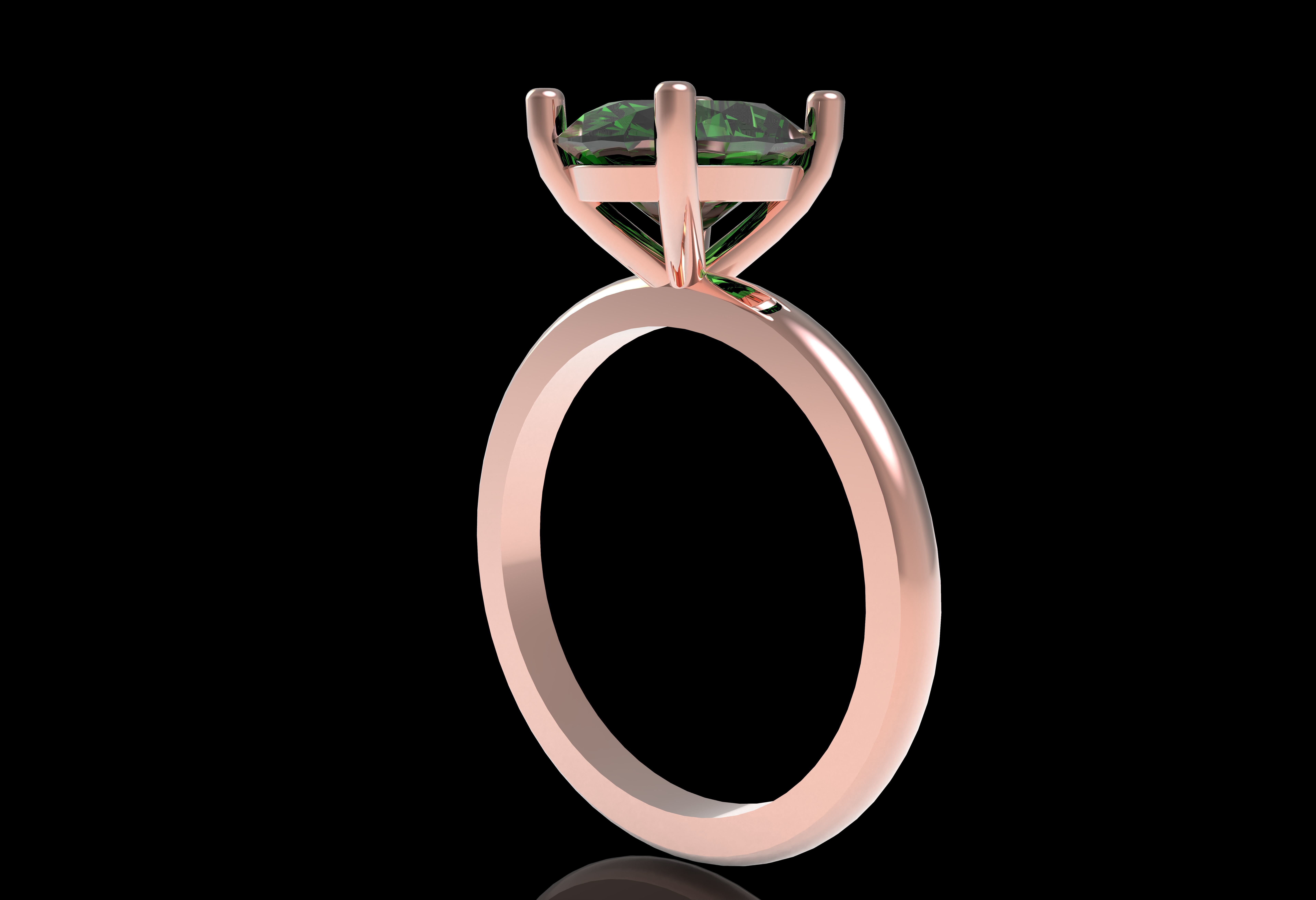 Oval Stone Solitaire Ring 3D print model_22