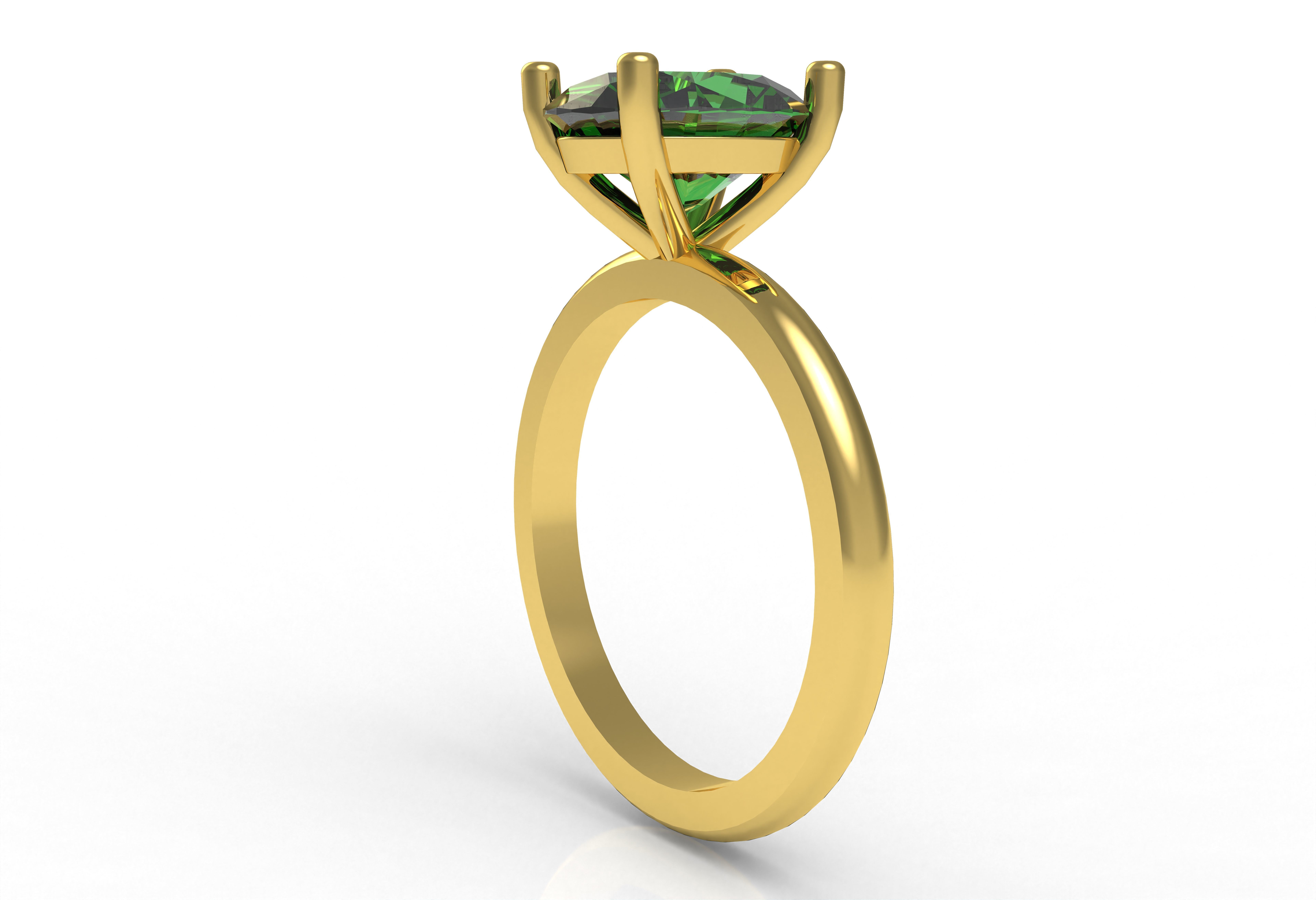 Oval Stone Solitaire Ring 3D print model_7
