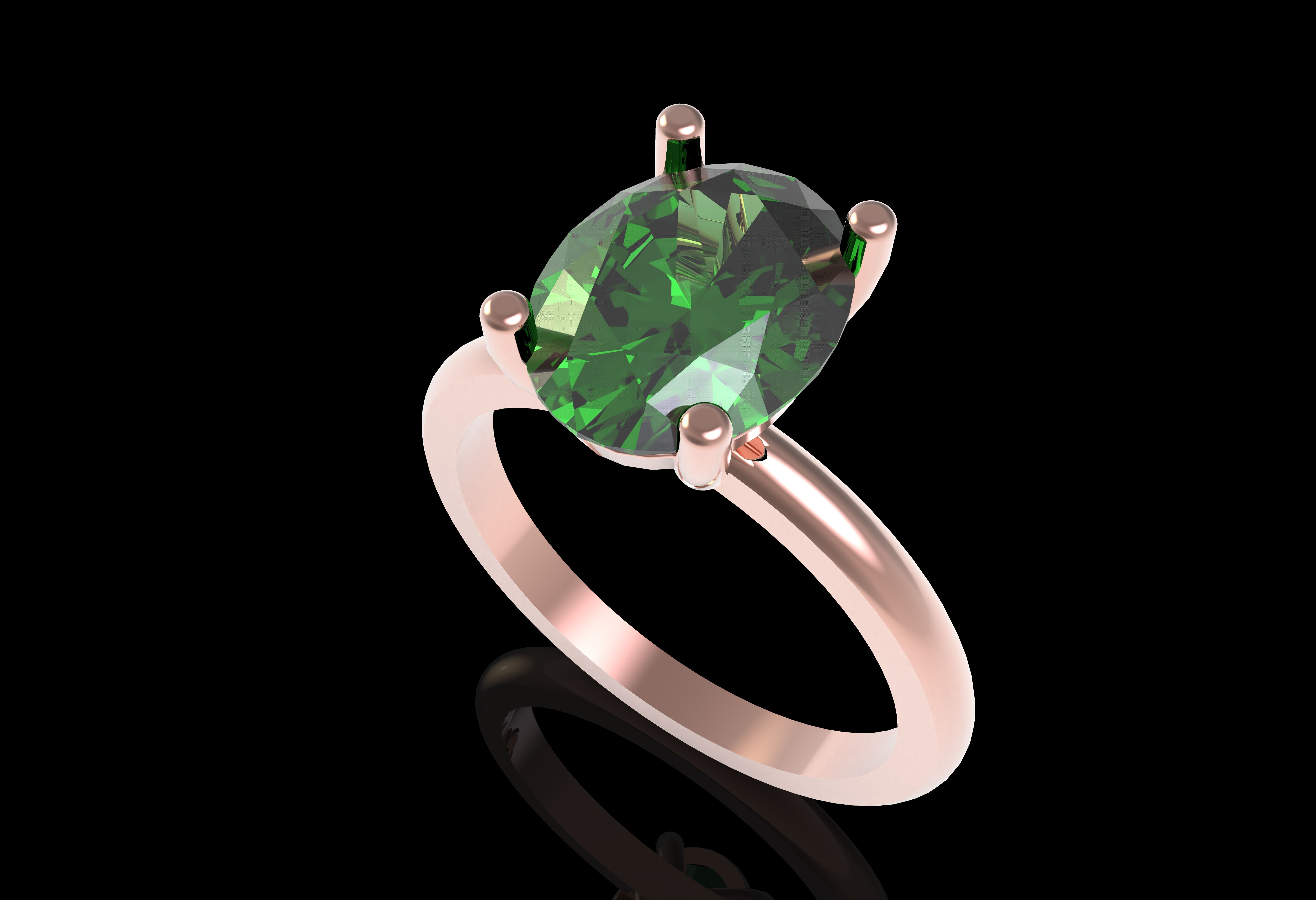 Oval Stone Solitaire Ring 3D print model_20