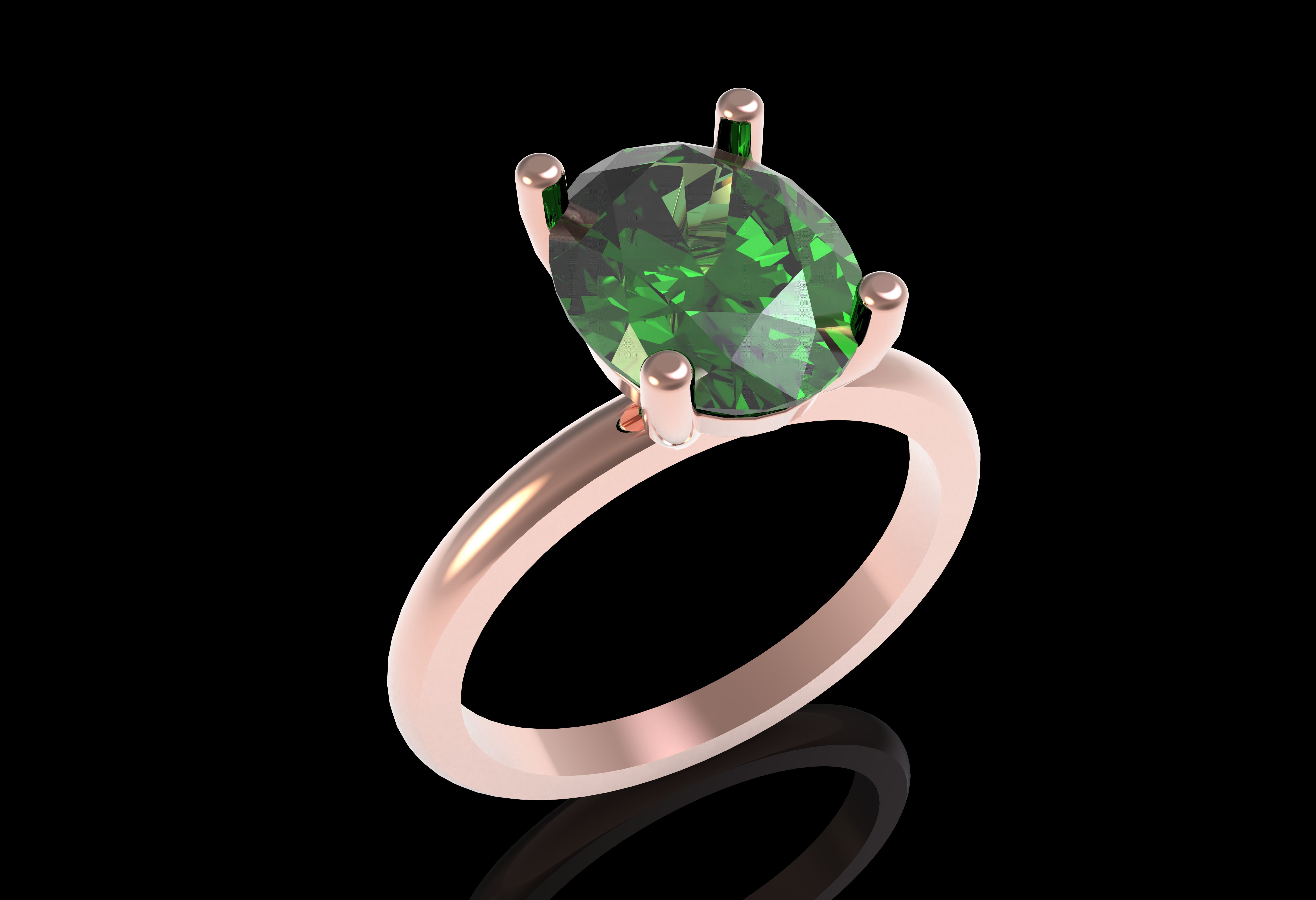 Oval Stone Solitaire Ring 3D print model_21