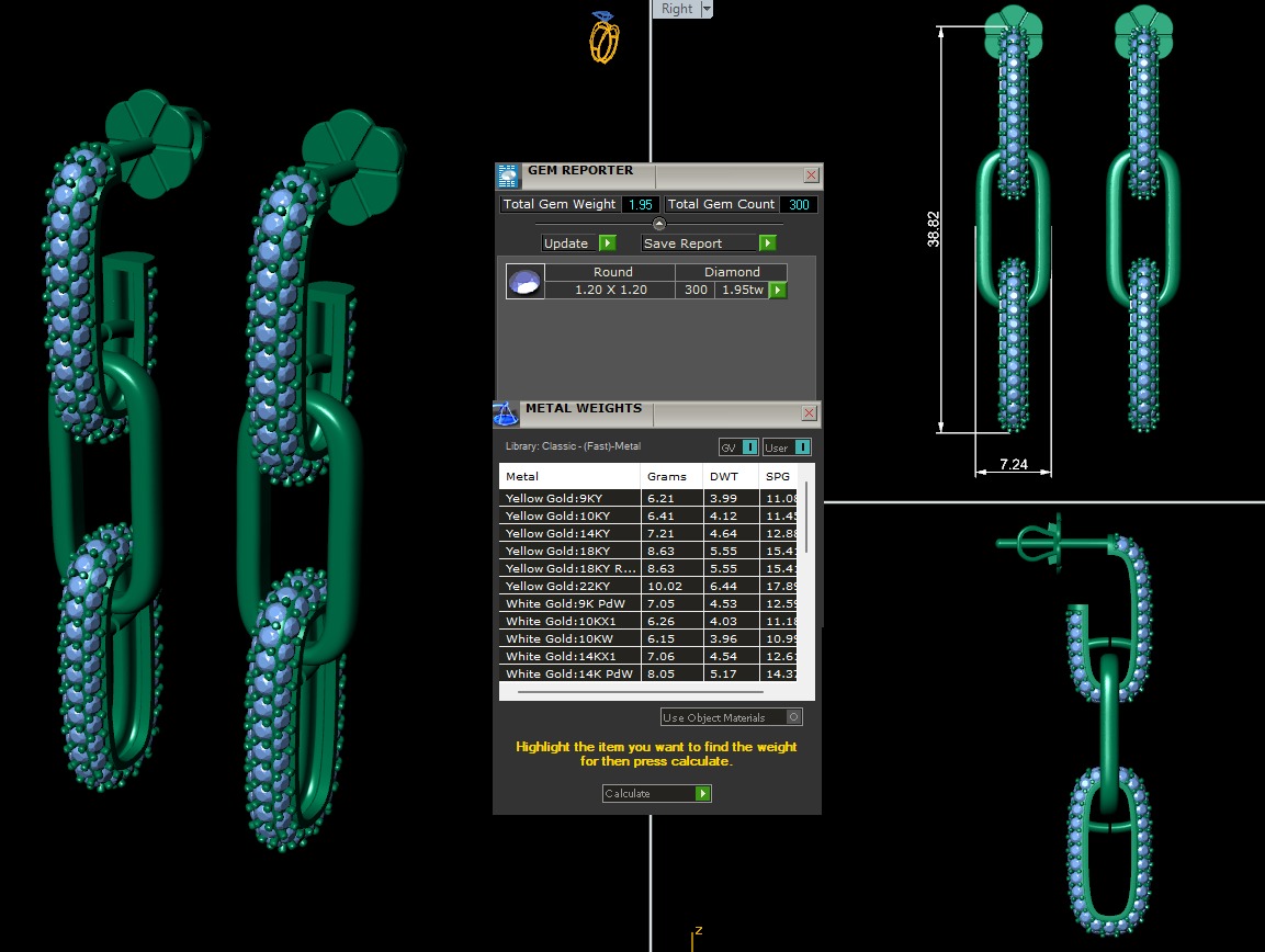 Diamond earring 3d render 3D print model_9