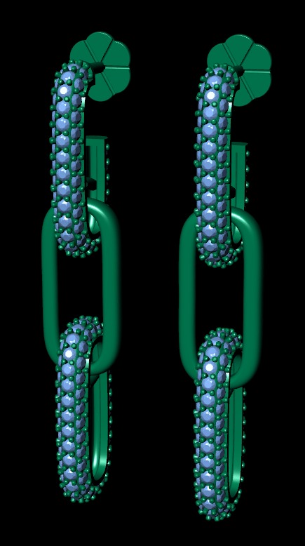 Diamond earring 3d render 3D print model_10