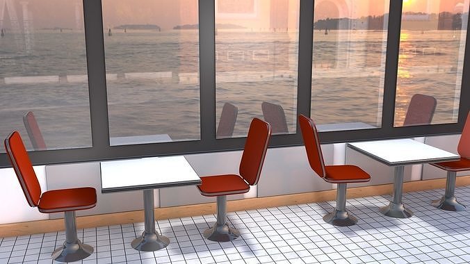 Retro Diner Seating Free 3D model