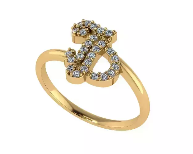 Diamond ring design 3d render - the letter TD