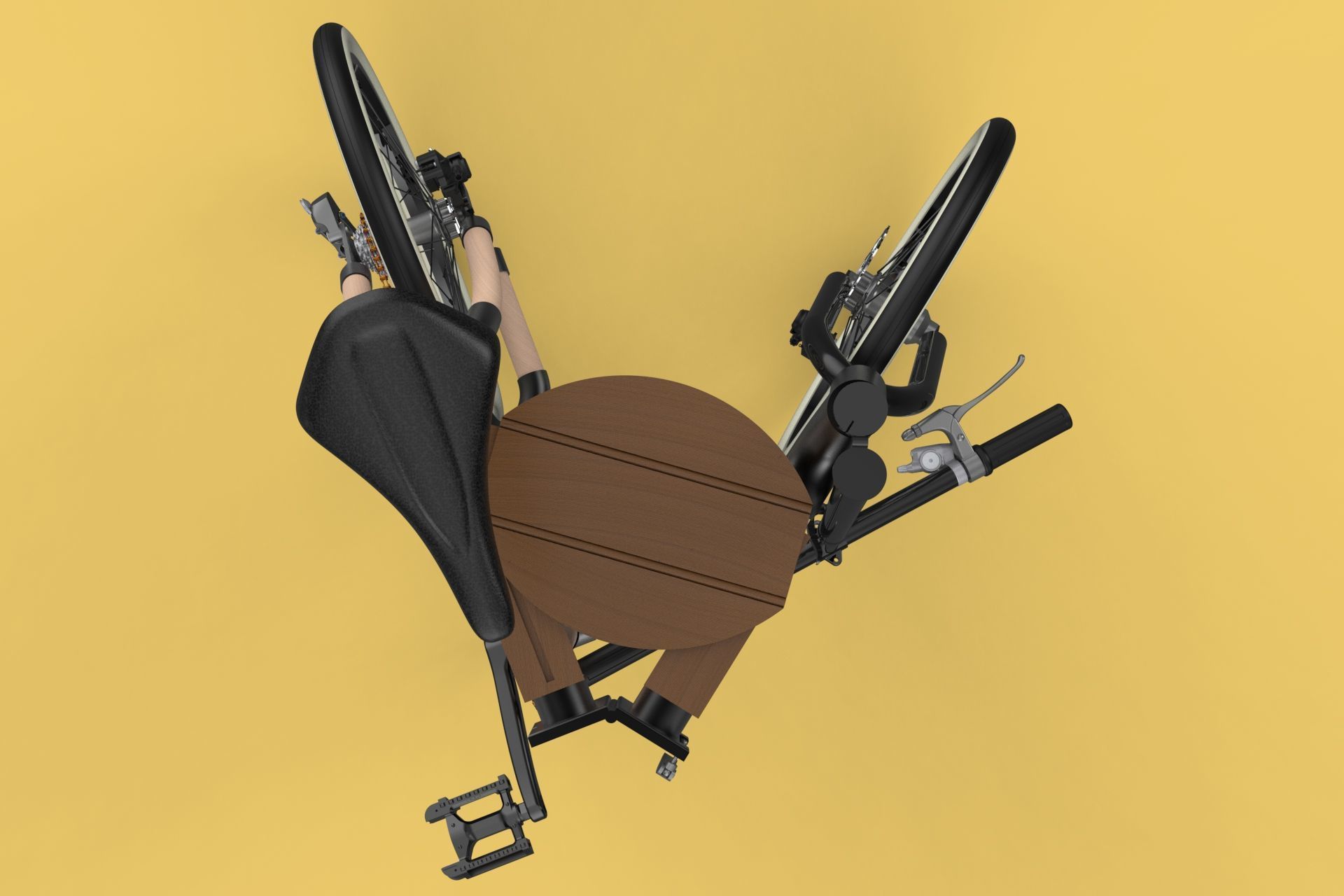 WOODEN RATTAN FOLDING BIKE BICYCLE FOLDABLE TO CHAIR 3D model_7