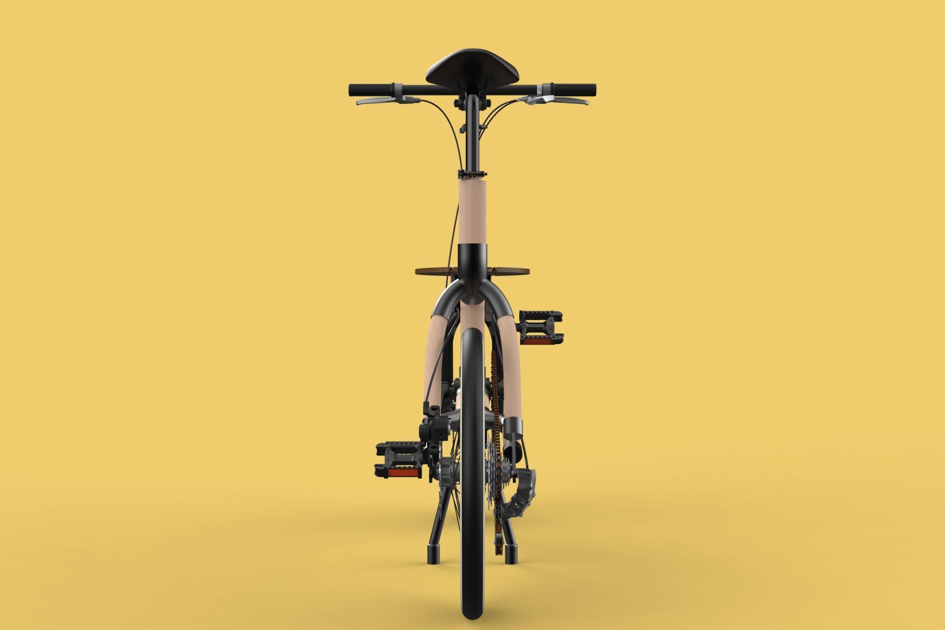 WOODEN RATTAN FOLDING BIKE BICYCLE FOLDABLE TO CHAIR 3D model_16