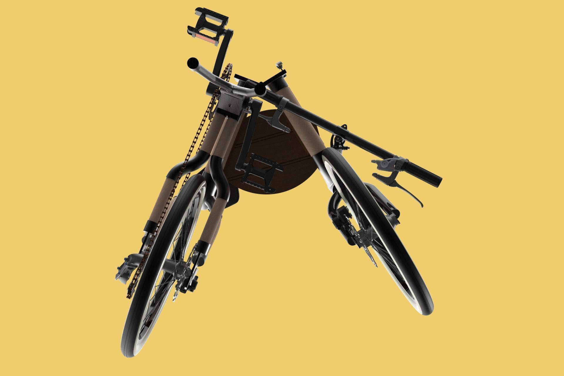 WOODEN RATTAN FOLDING BIKE BICYCLE FOLDABLE TO CHAIR 3D model_8