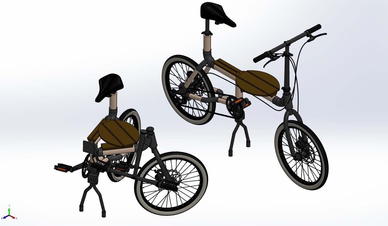 WOODEN RATTAN FOLDING BIKE BICYCLE FOLDABLE TO CHAIR 3D model_22