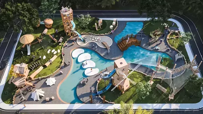 Ecological themed outdoor amusement park