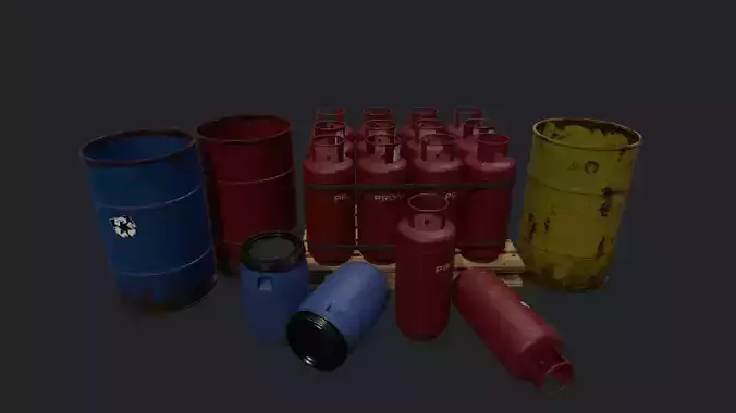 Industrial Barrel Collection Low Poly Prop Assets