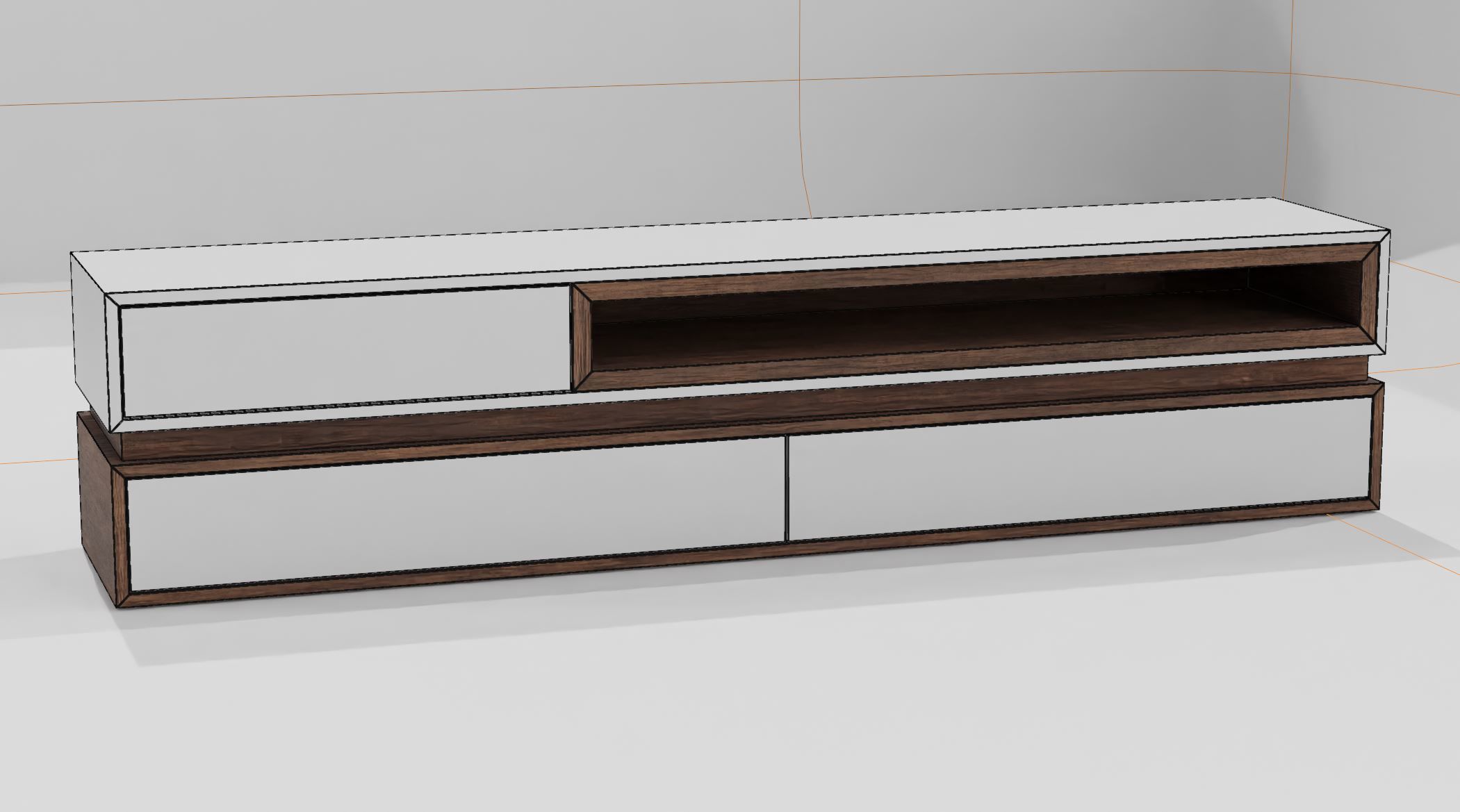 Tv Cabinet Low-poly 3D model_3