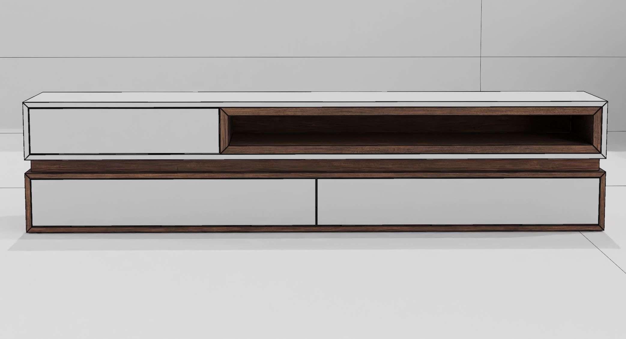Tv Cabinet Low-poly 3D model_4