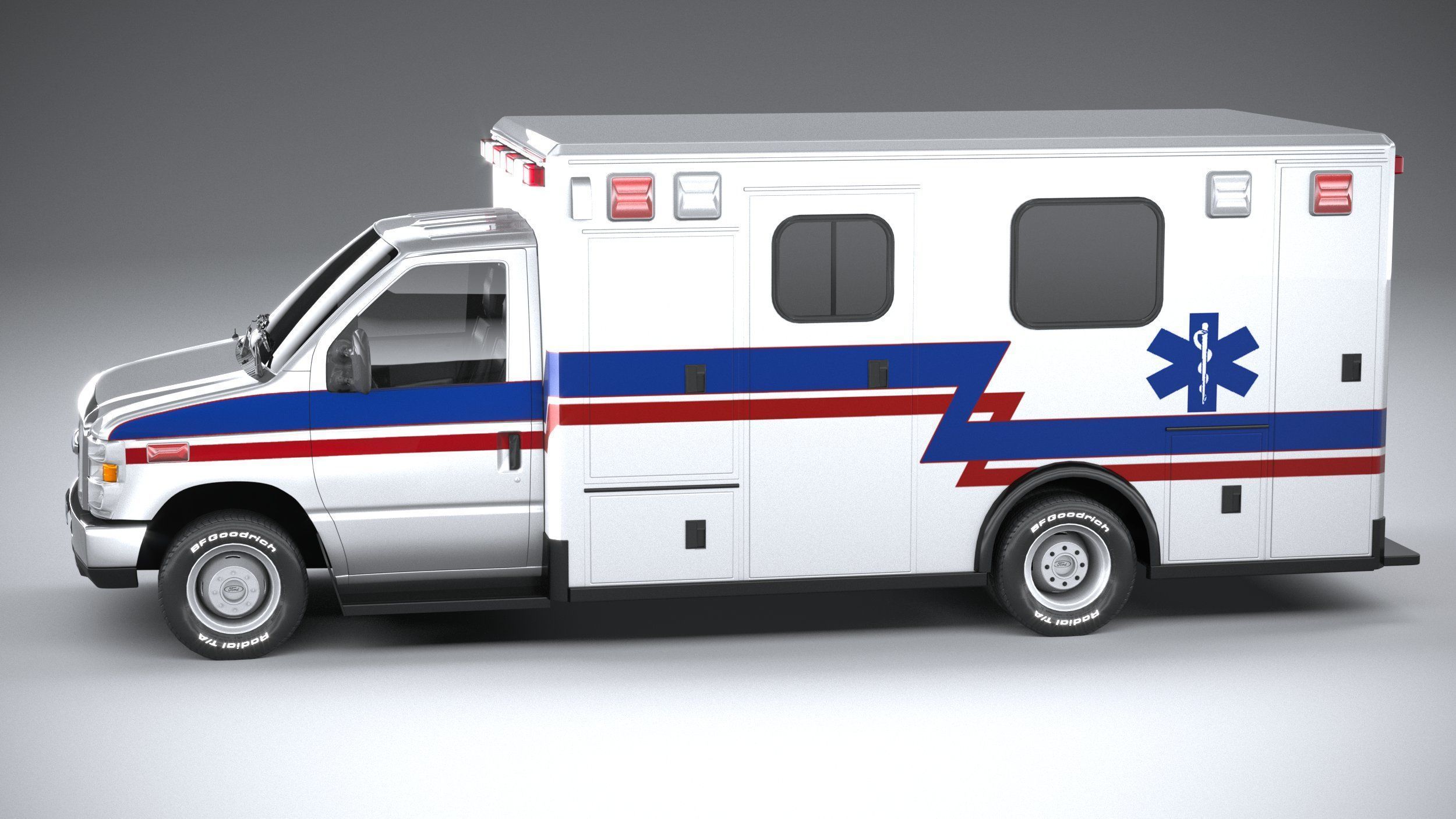E-450 Ambulance 2011 LowPoly 3D model_8