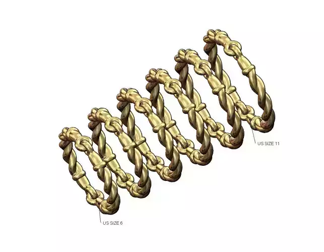 Double link braided wire eternity hoop wire ring US sizes 6to11