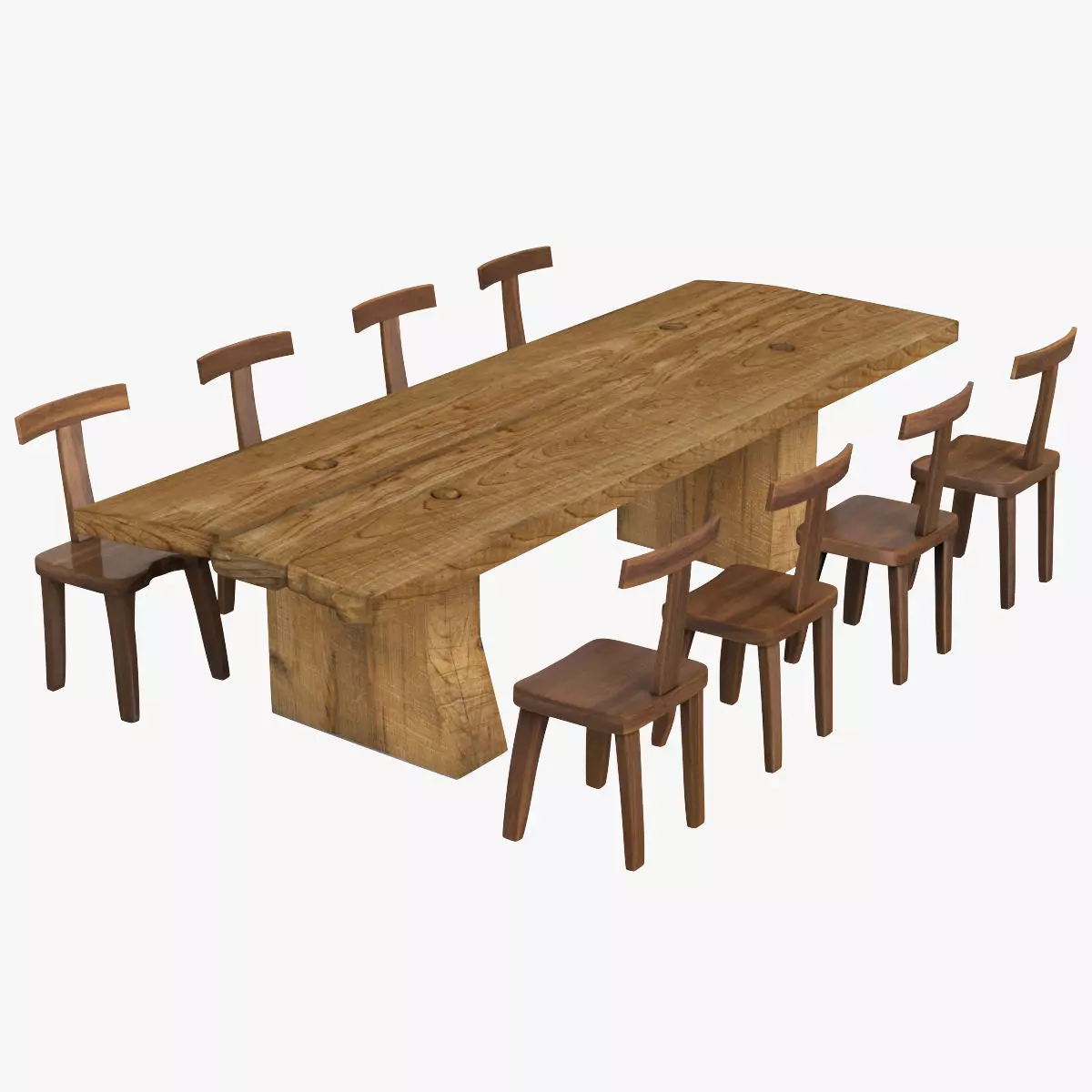 Sculptural Dining Table V8 and T-Chairs 3D model_0