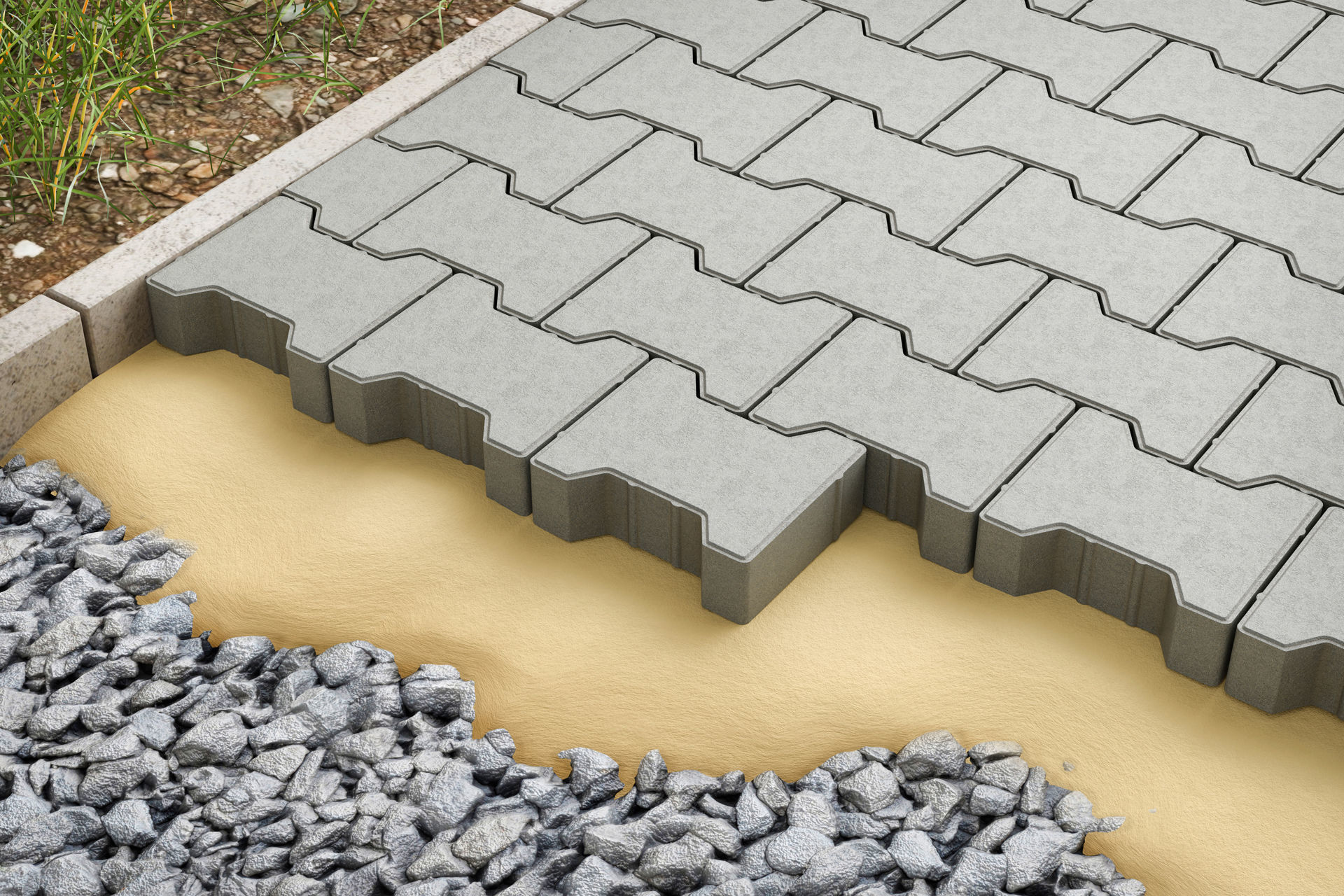 Self-locking I-shaped paving block Low-poly 3D model_4