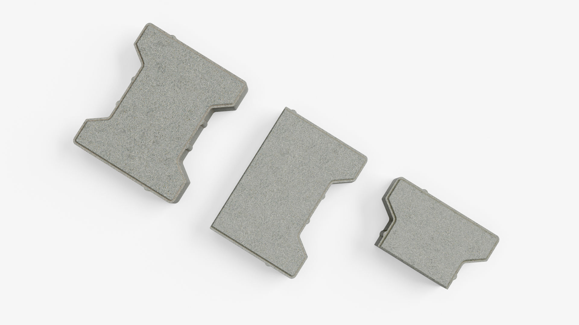 Self-locking I-shaped paving block Low-poly 3D model_3