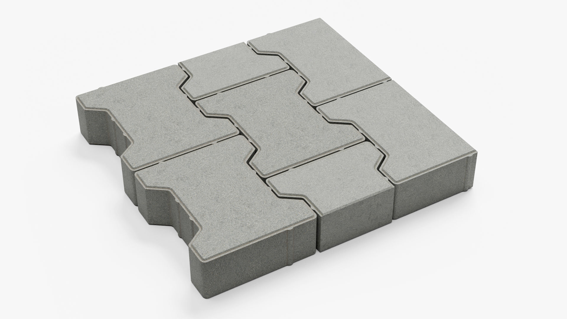 Self-locking I-shaped paving block Low-poly 3D model_2