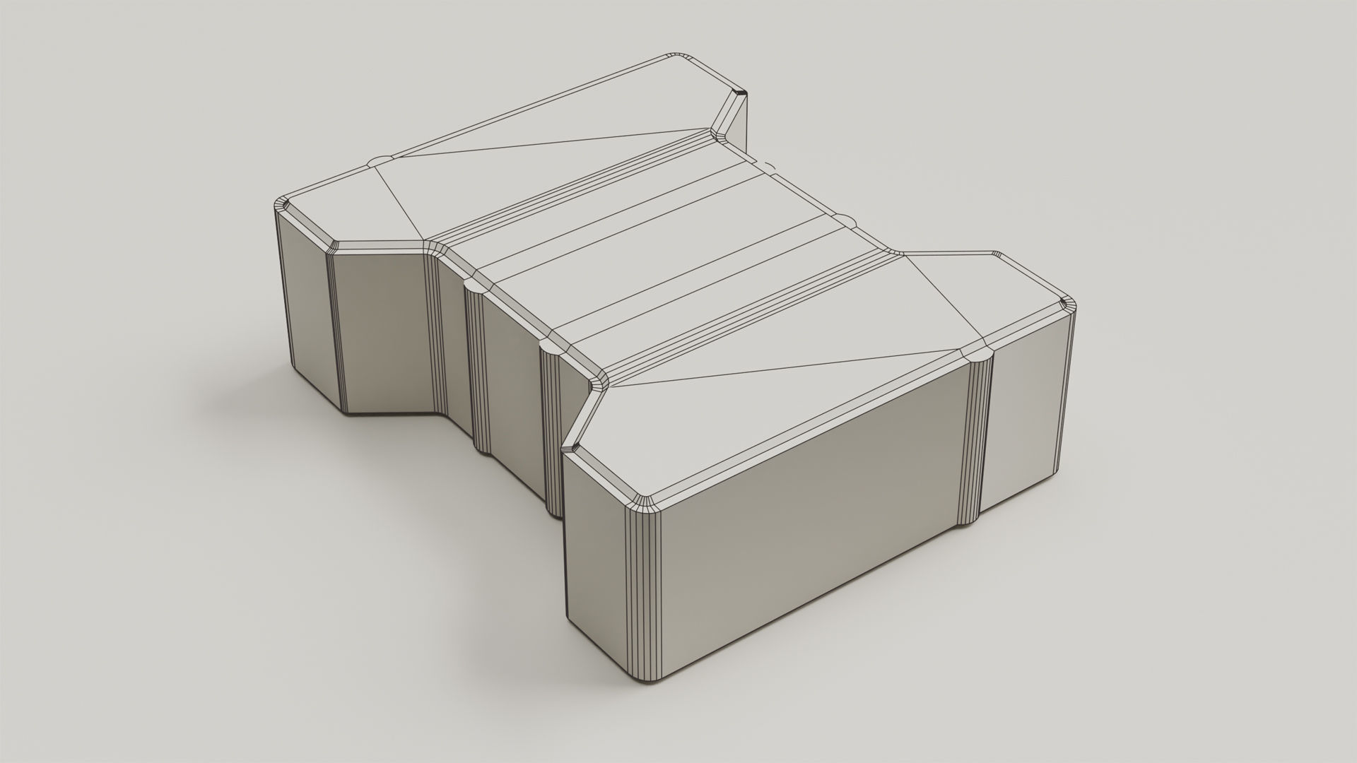 Self-locking I-shaped paving block Low-poly 3D model_8