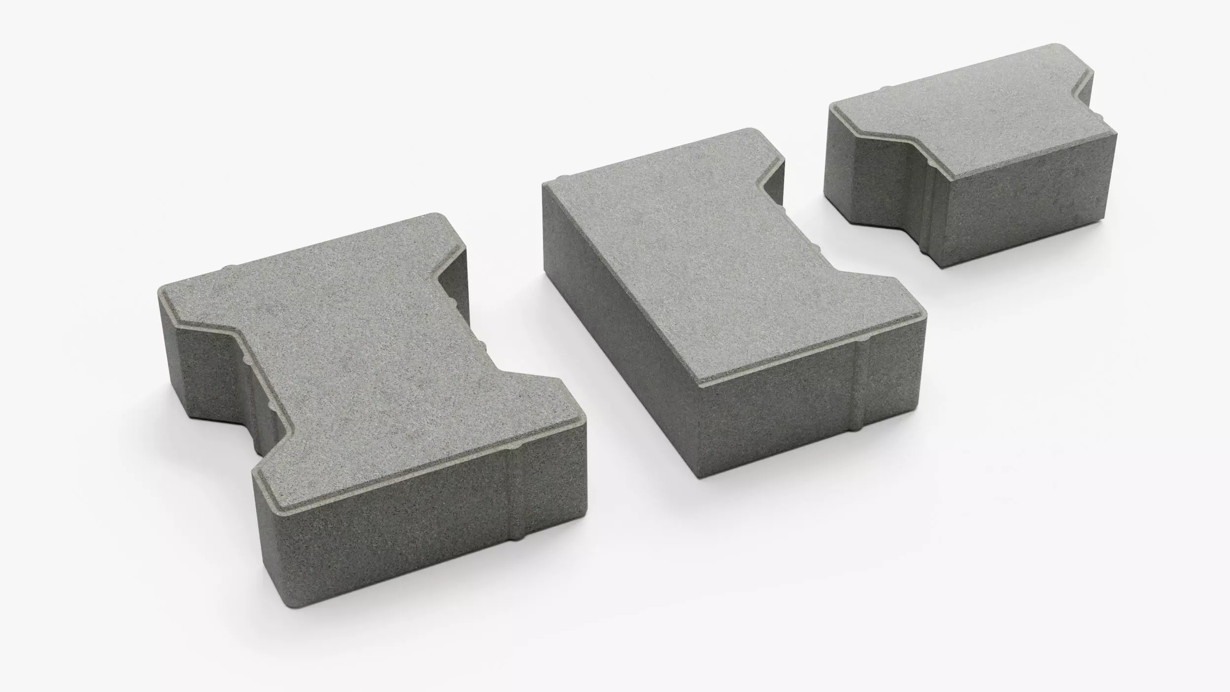 Self-locking I-shaped paving block Low-poly 3D model_0