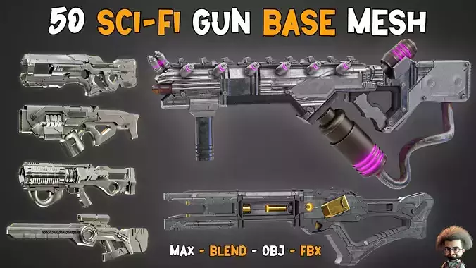50 Sci-Fi Gun Base Mesh   Vol 05