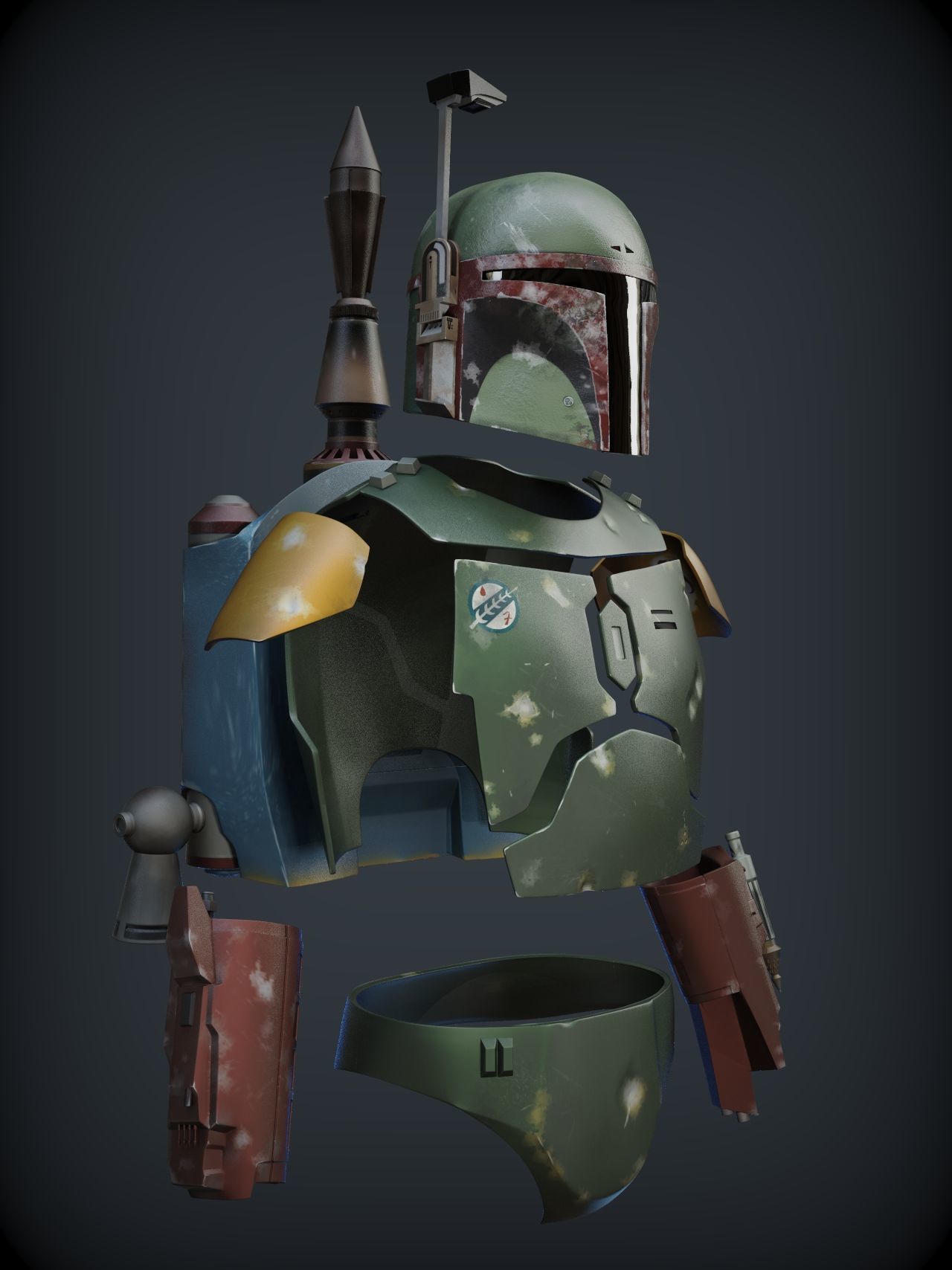 BOBA FETT ROTJ ARMOR 3D print model_10