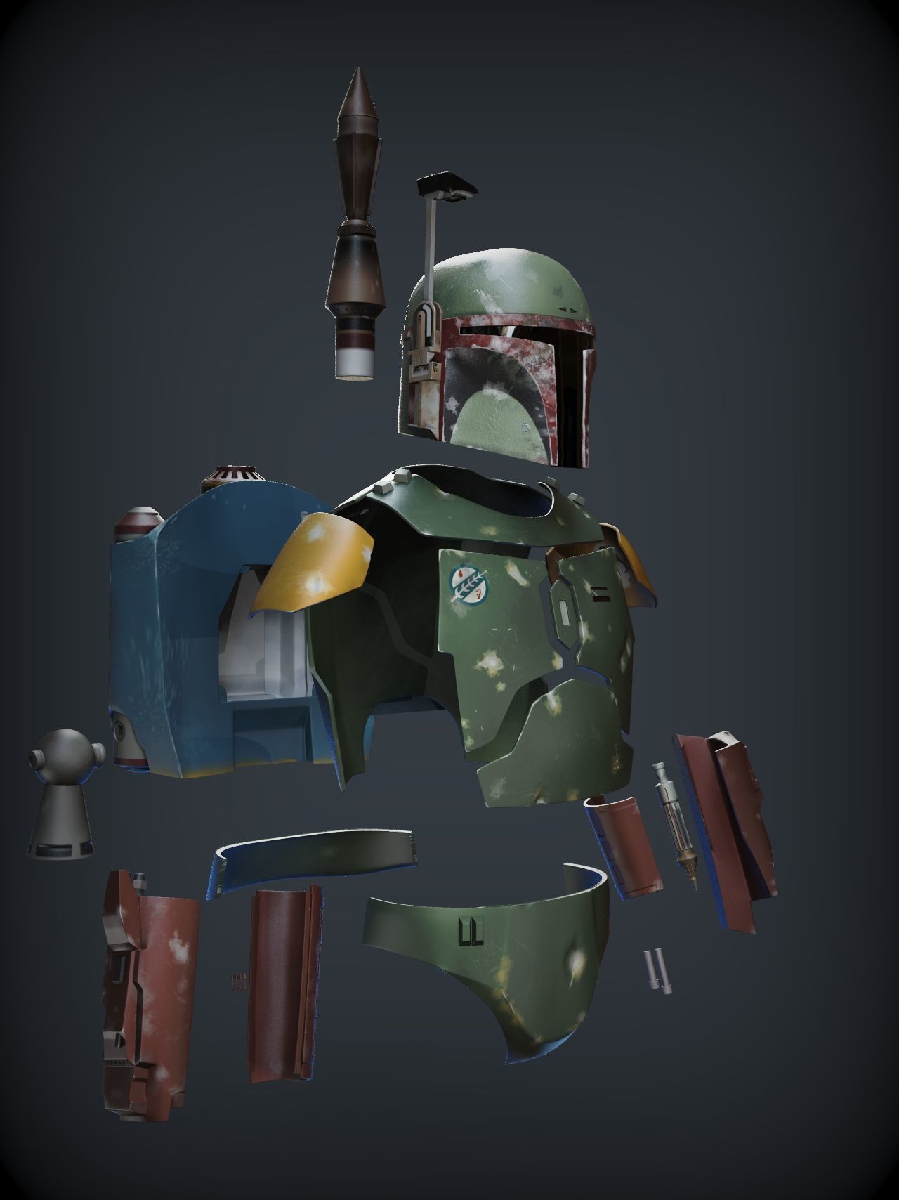 BOBA FETT ROTJ ARMOR 3D print model_11