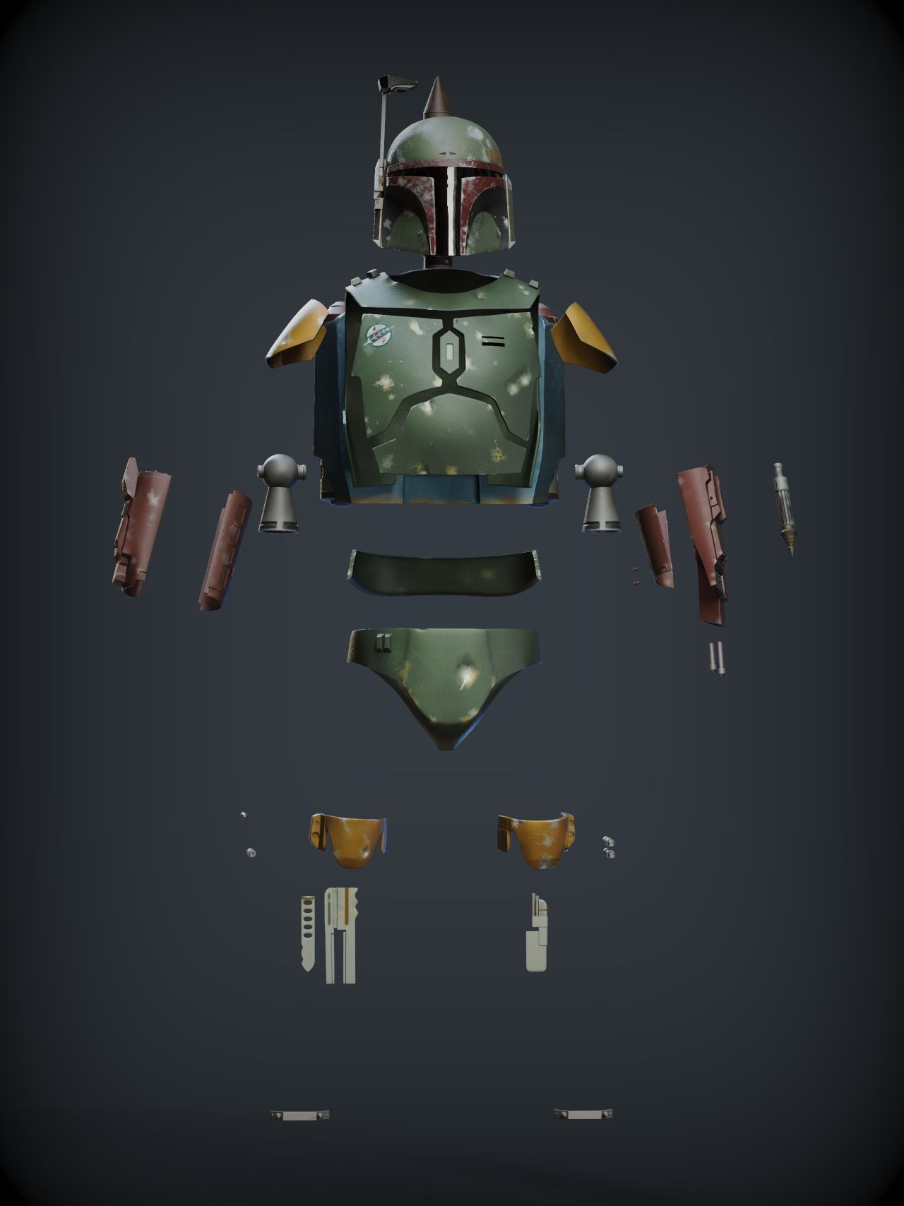 BOBA FETT ROTJ ARMOR 3D print model_12