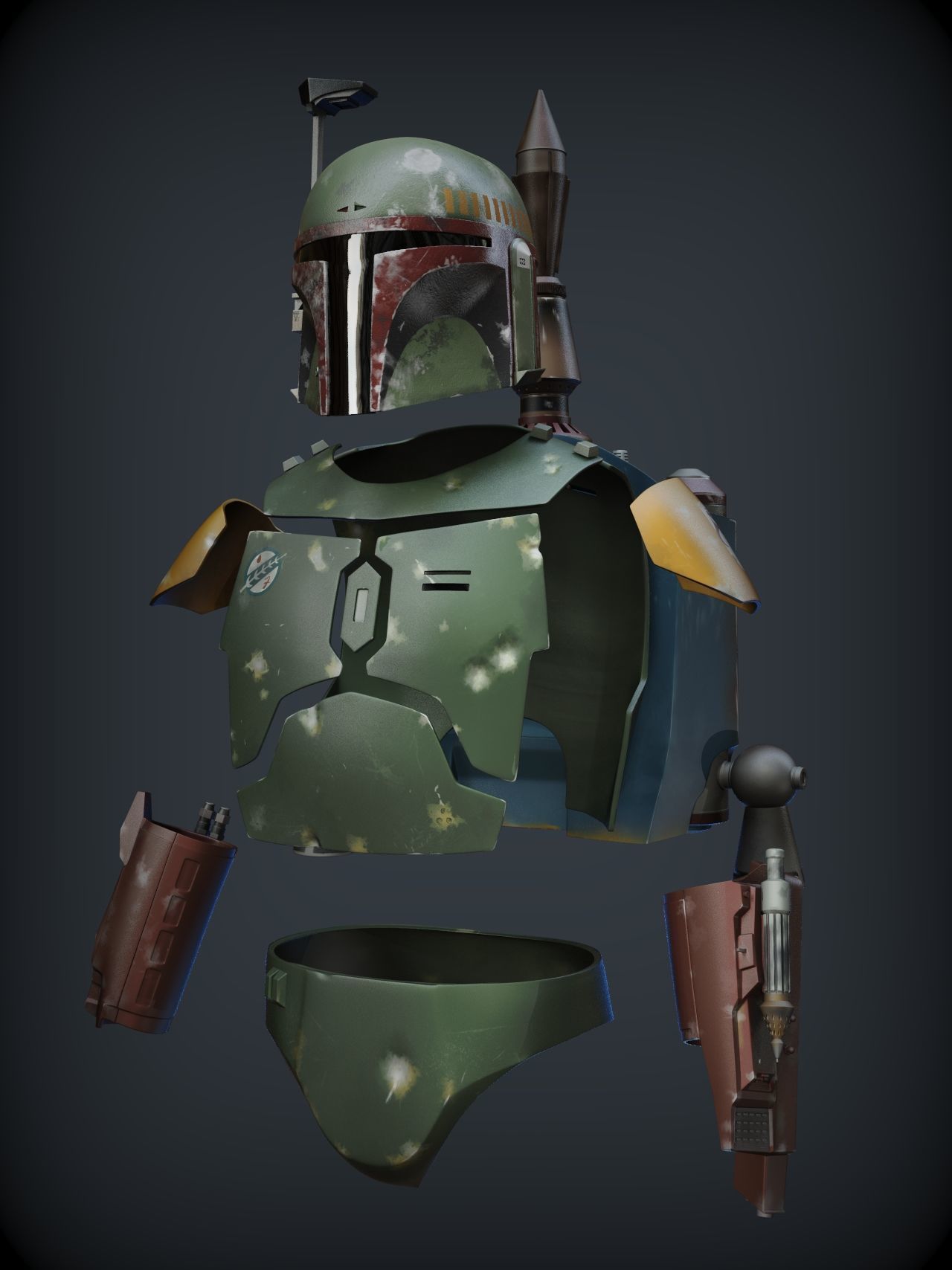 BOBA FETT ROTJ ARMOR 3D print model_4