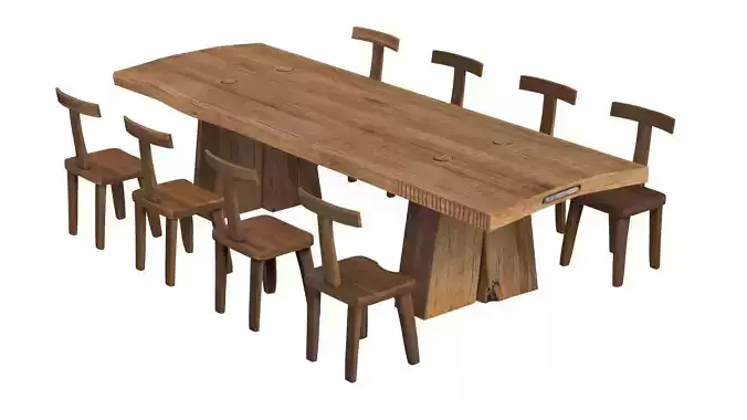 Sculptural Dining Table V8 and T-Chairs 
