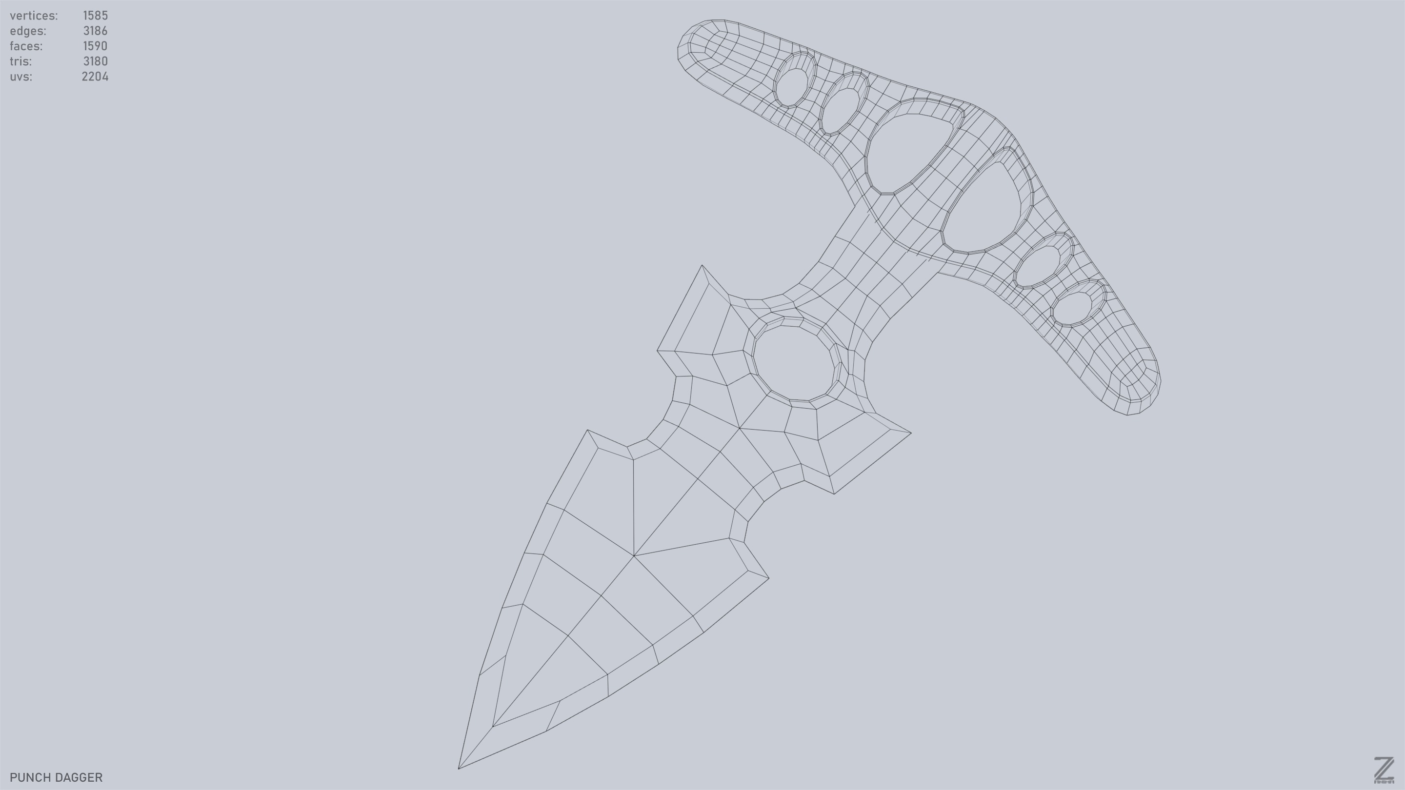 Punch dagger Low-poly 3D model_14