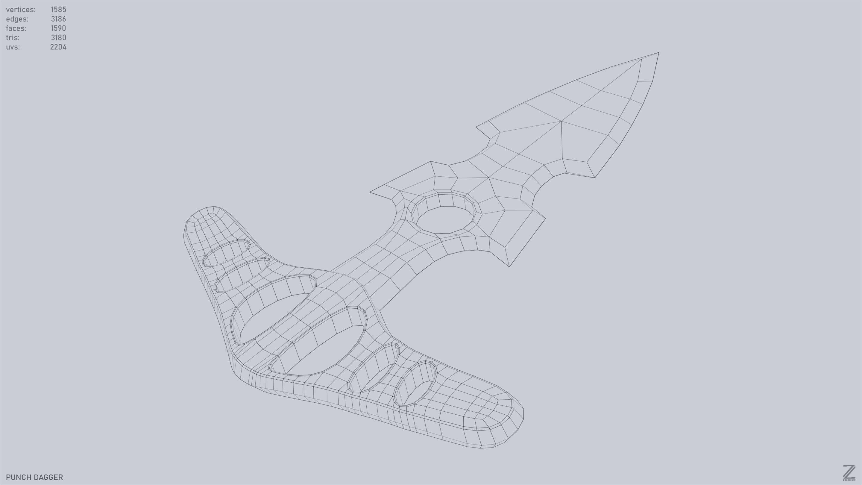 Punch dagger Low-poly 3D model_12