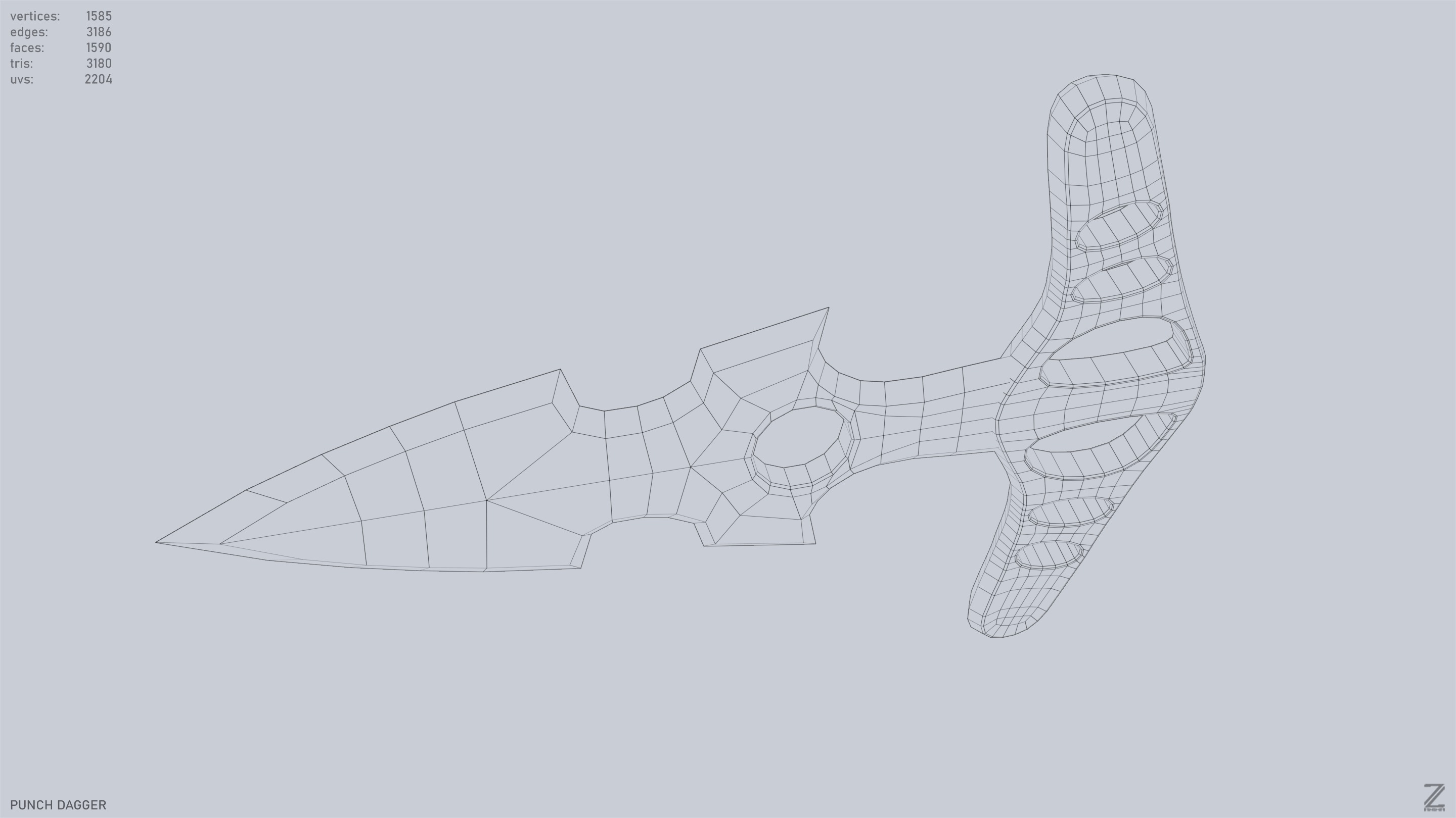 Punch dagger Low-poly 3D model_13