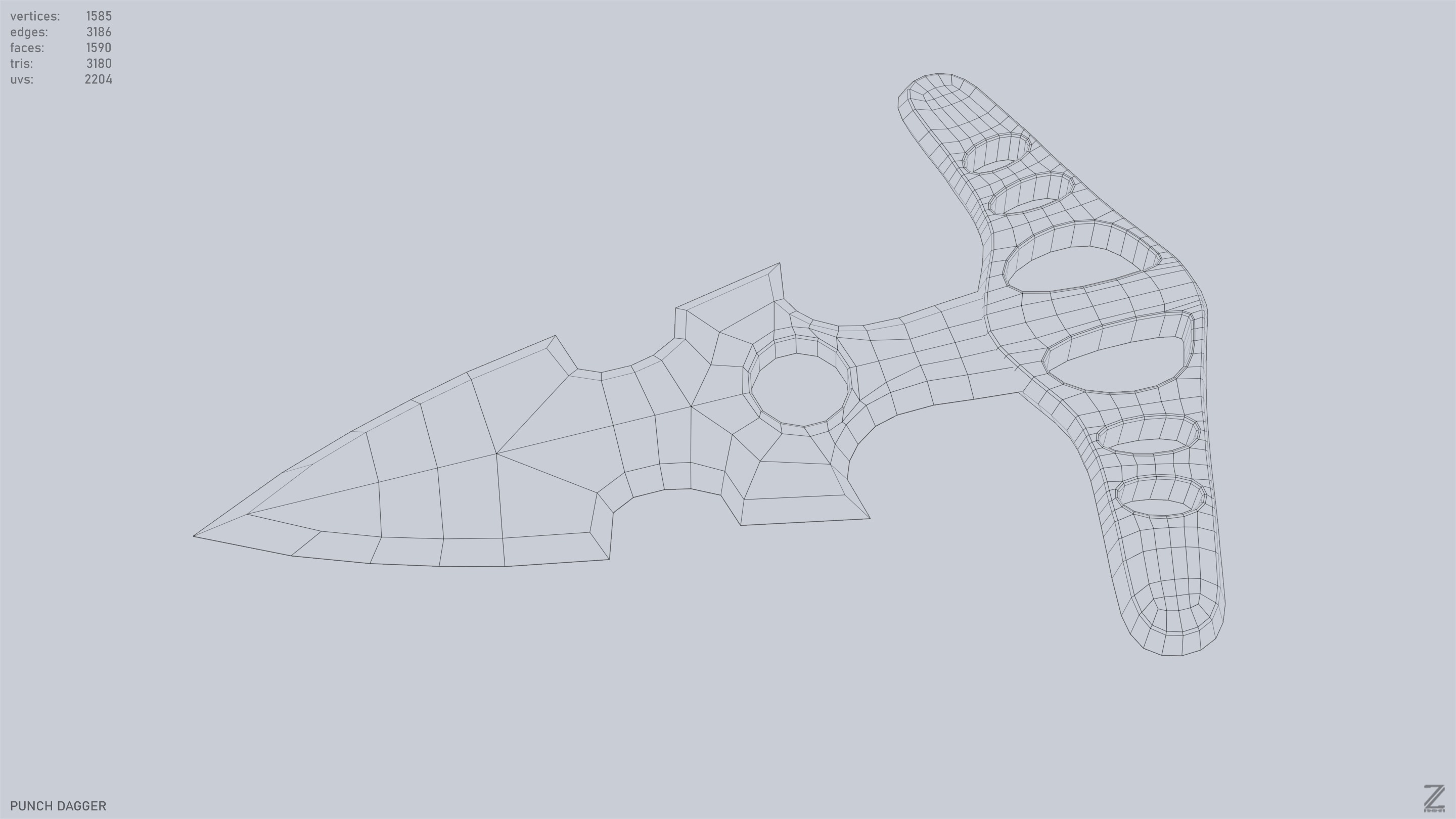 Punch dagger Low-poly 3D model_15
