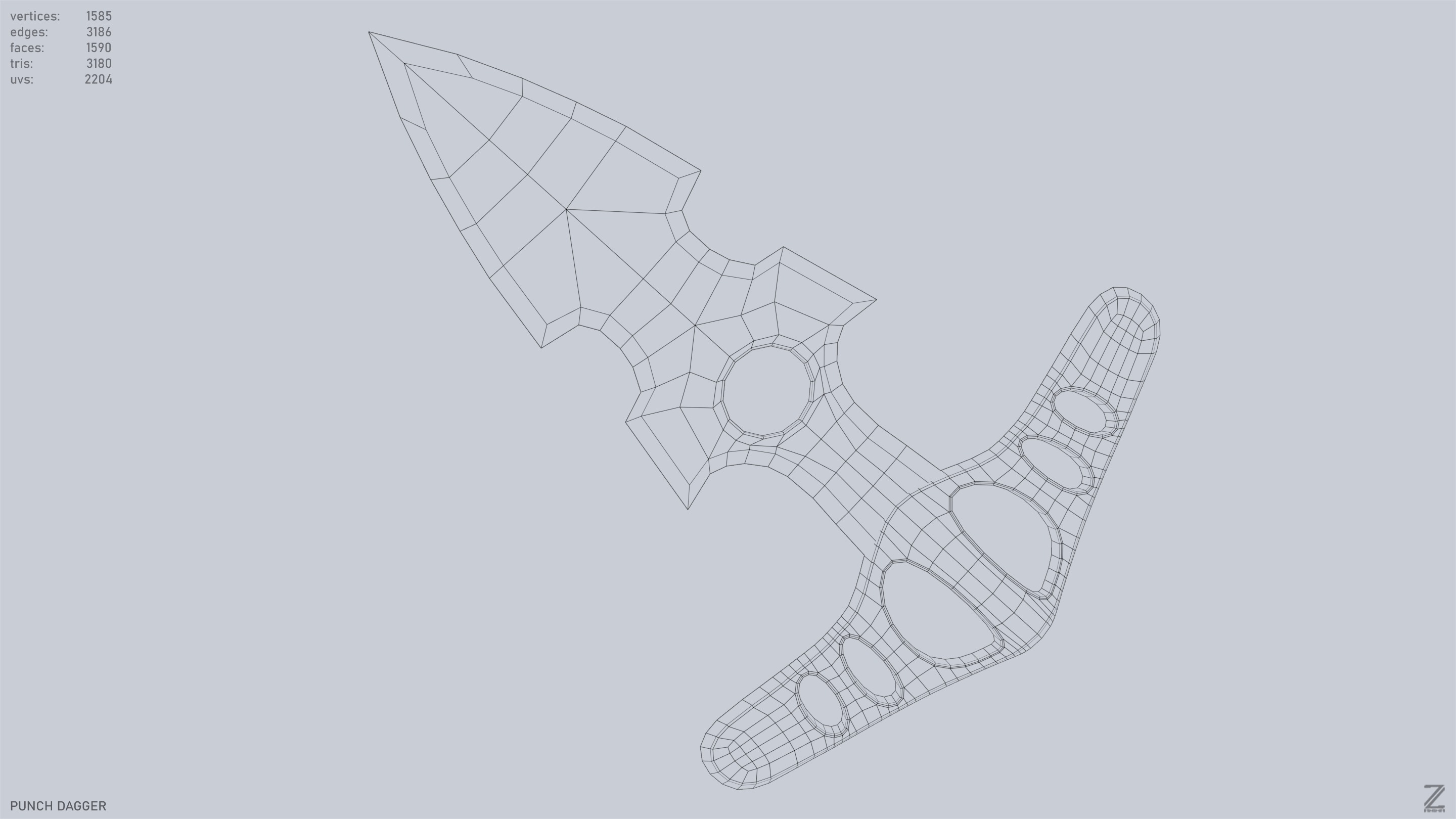 Punch dagger Low-poly 3D model_10