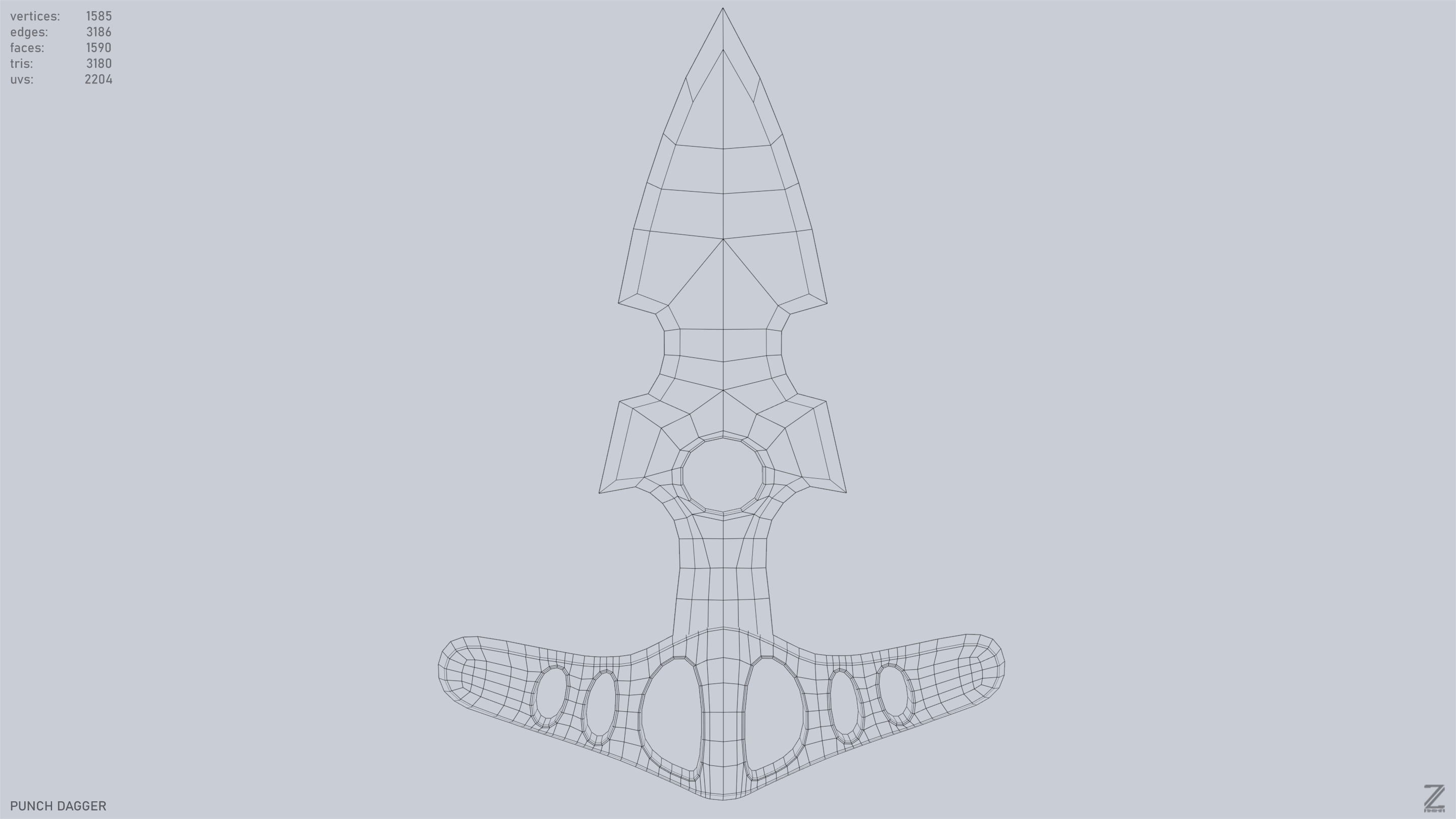 Punch dagger Low-poly 3D model_9