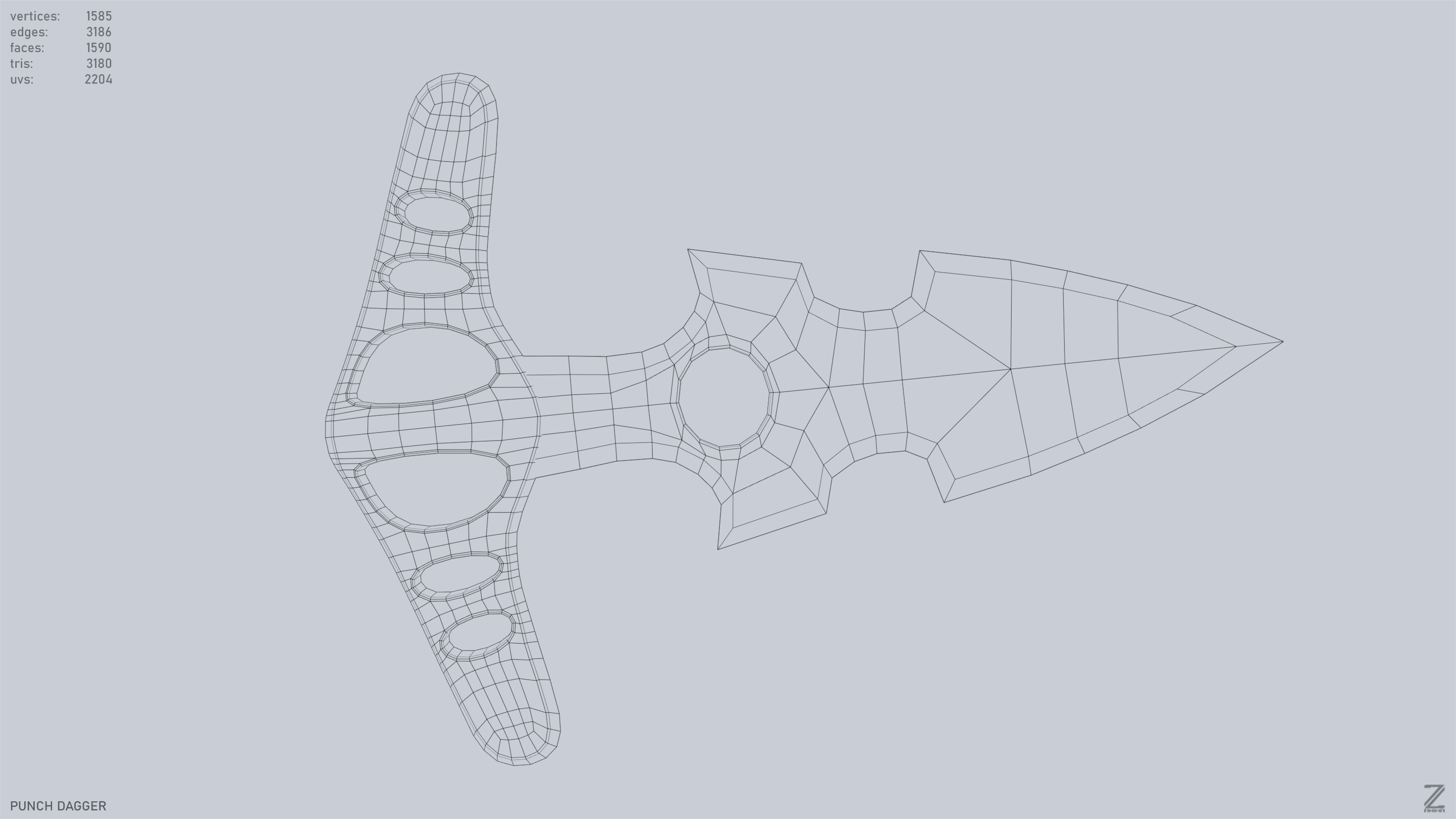 Punch dagger Low-poly 3D model_11