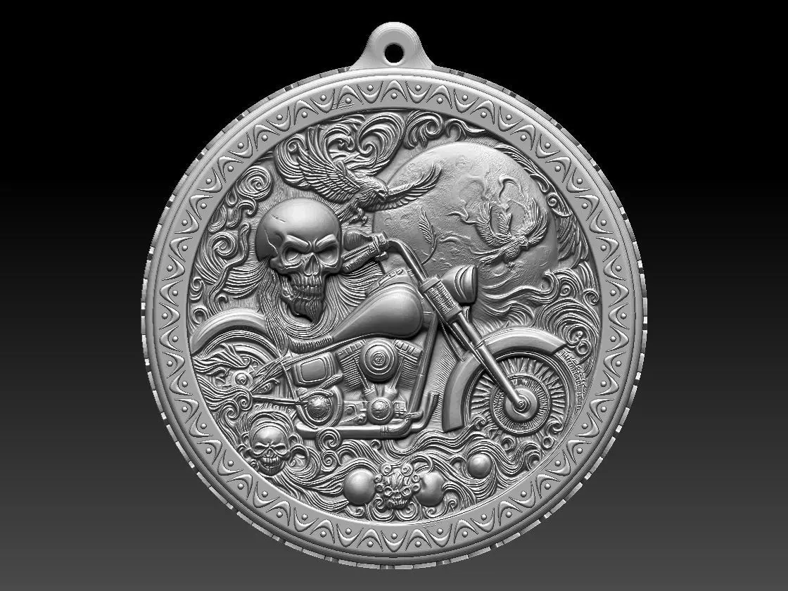 HM Skull Biker Keychain 003 3D print model