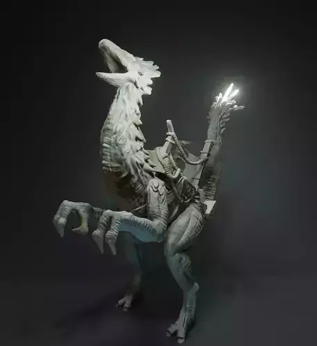 Velociraptor with saddle