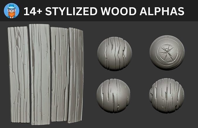 14 Stylized Wooden Alphas Texture