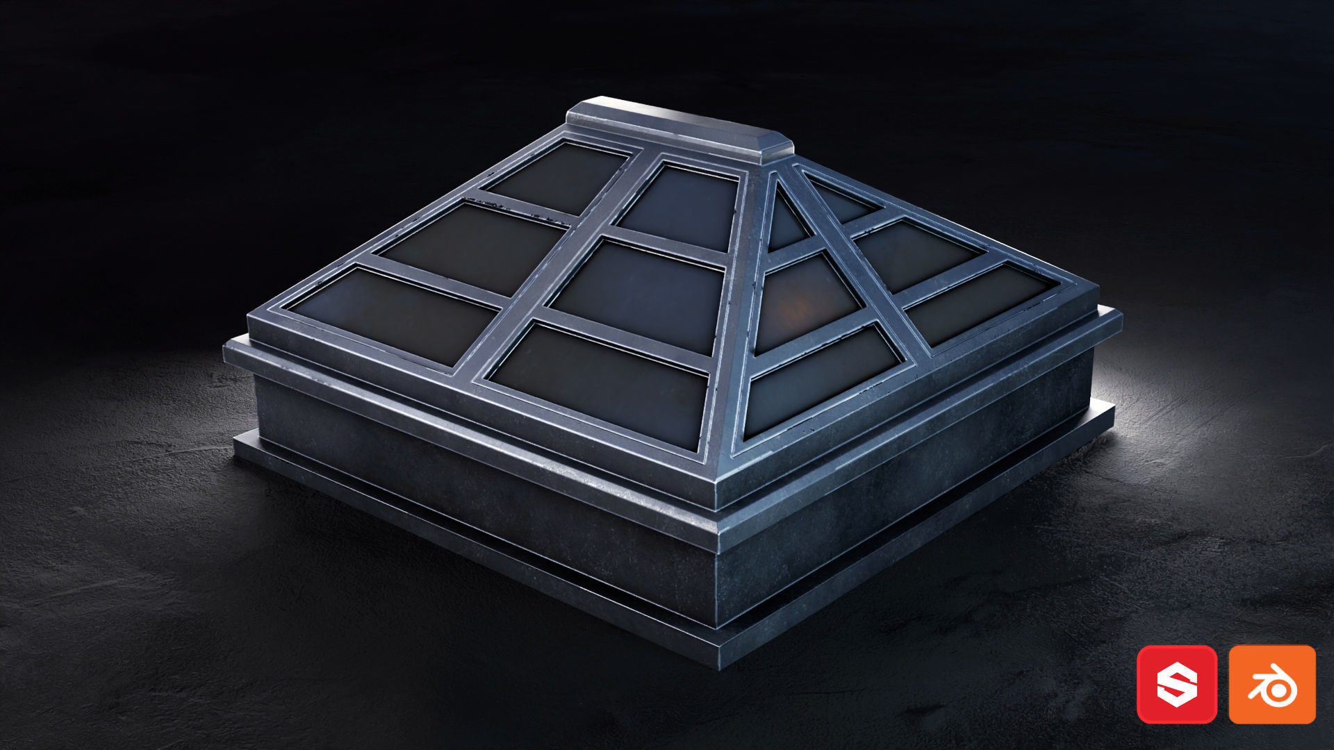 Skylight Window Low-poly 3D model_1
