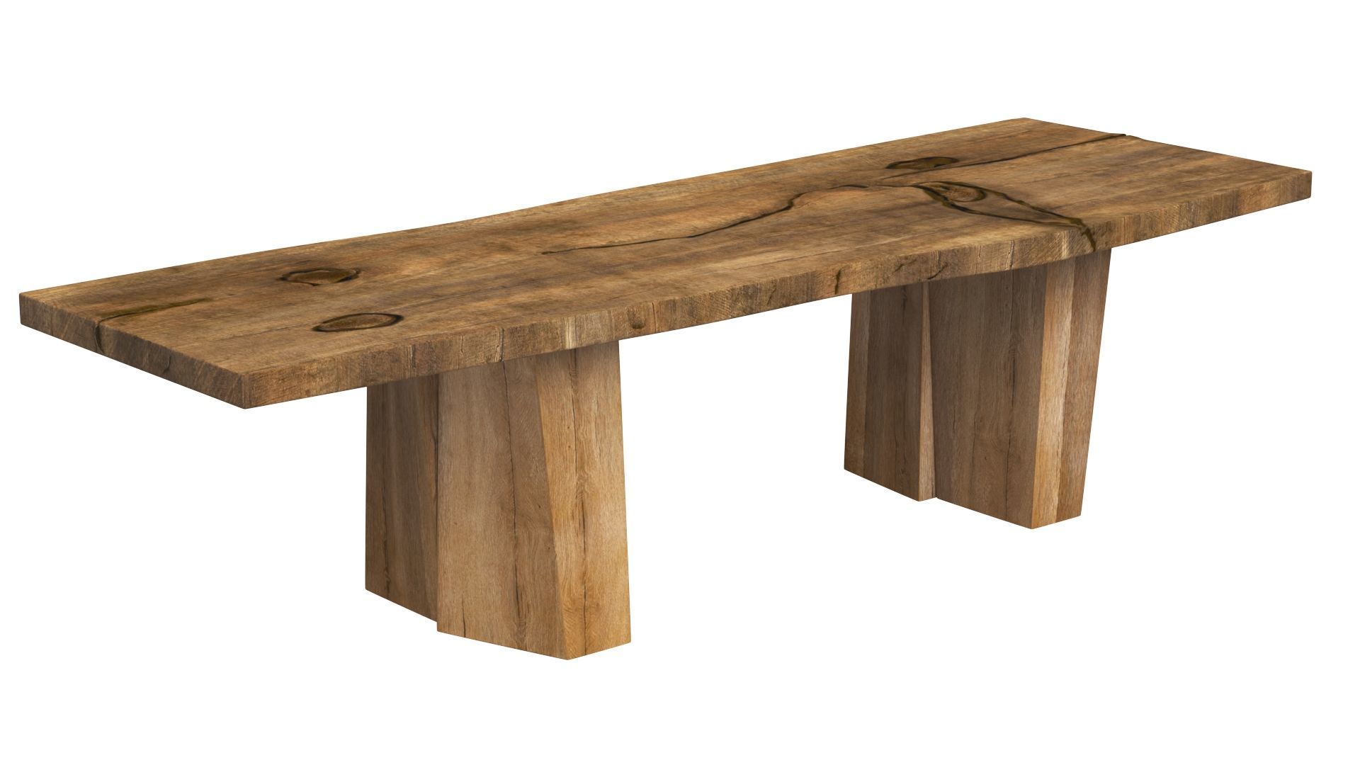 Sculpted Massive Dining Table and Brutalist T-Chair Collection 3D model_13