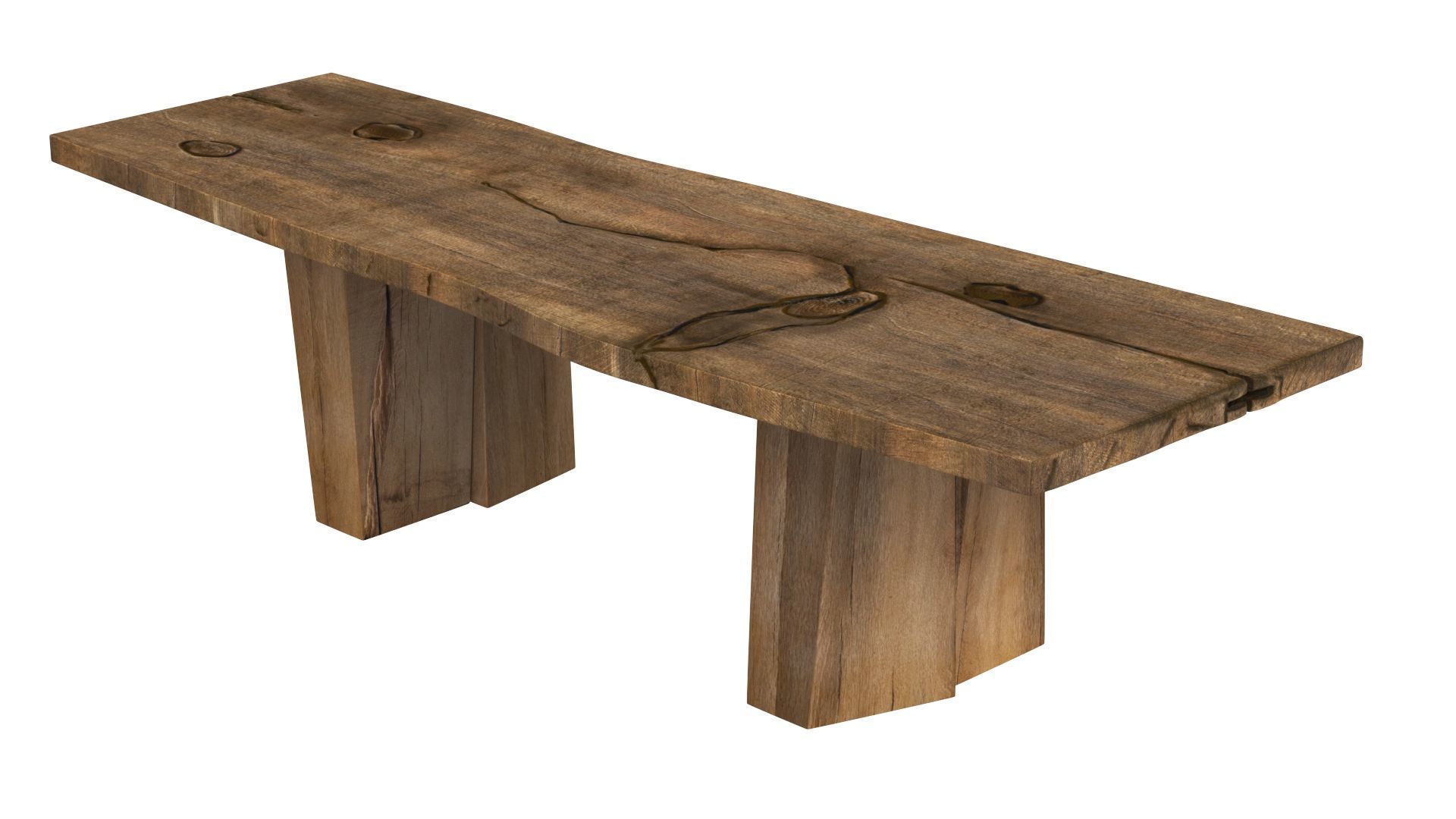 Sculpted Massive Dining Table and Brutalist T-Chair Collection 3D model_17