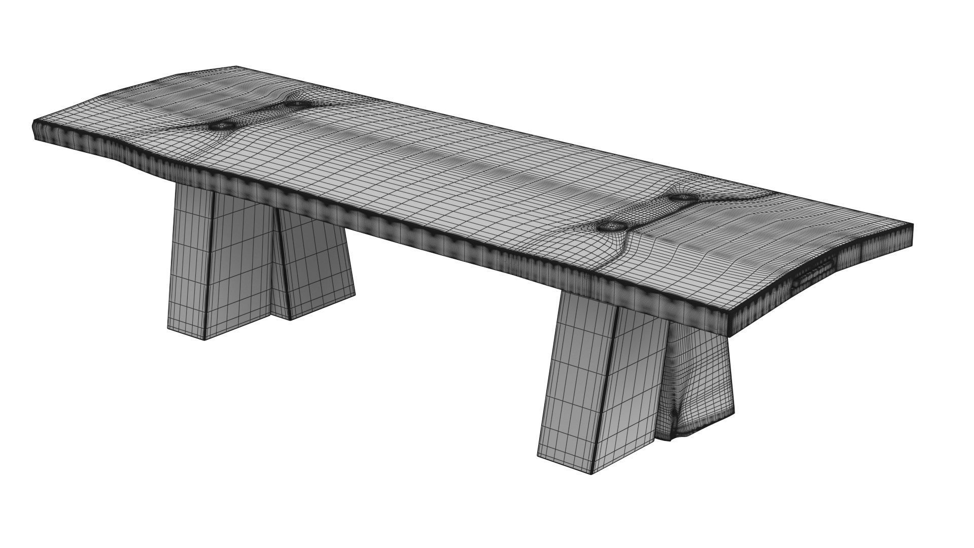 Sculpted Massive Dining Table and Brutalist T-Chair Collection 3D model_38