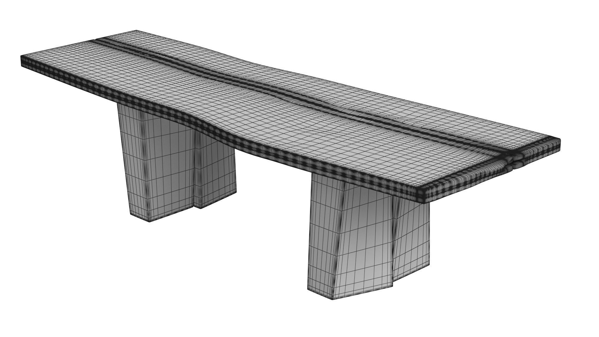 Sculpted Massive Dining Table and Brutalist T-Chair Collection 3D model_35