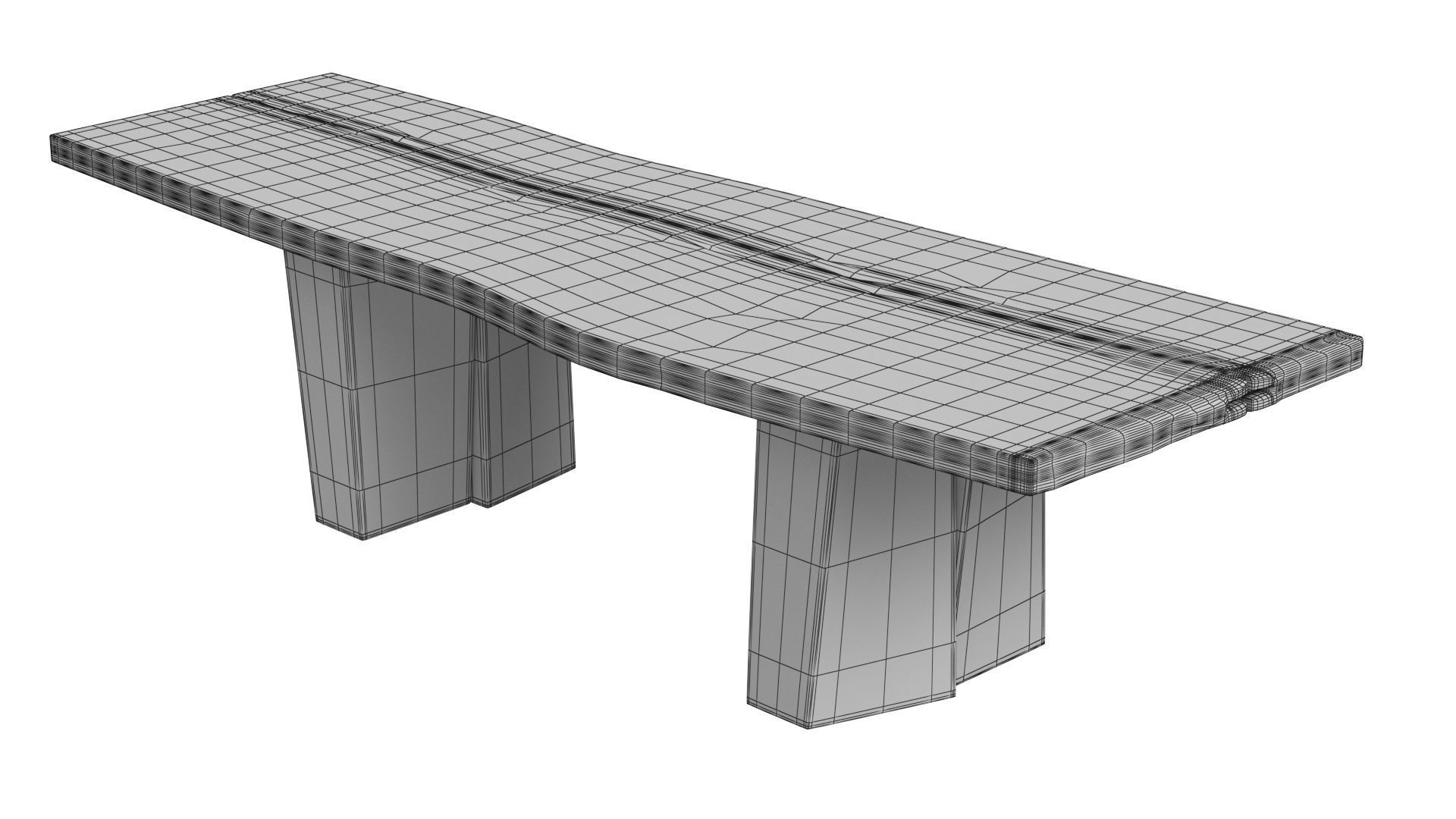 Sculpted Massive Dining Table and Brutalist T-Chair Collection 3D model_34