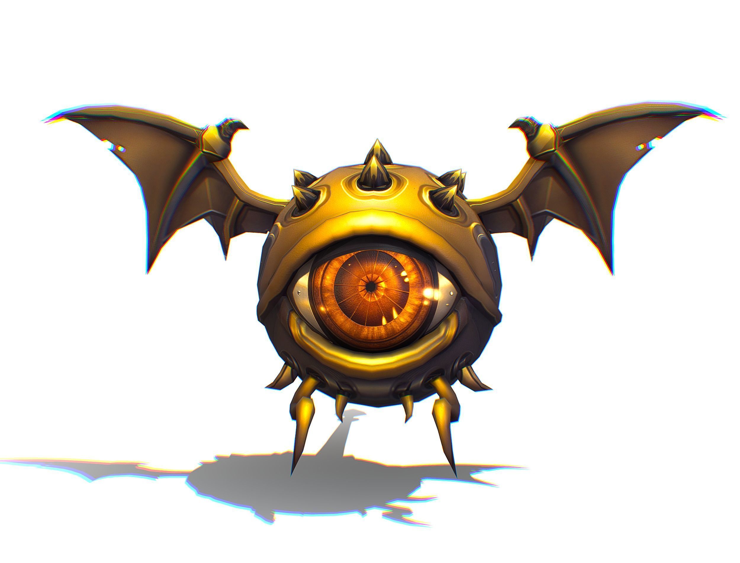 Metallic Drone Spikes Central Eye Bat Wings Tail Low-poly 3D model_13