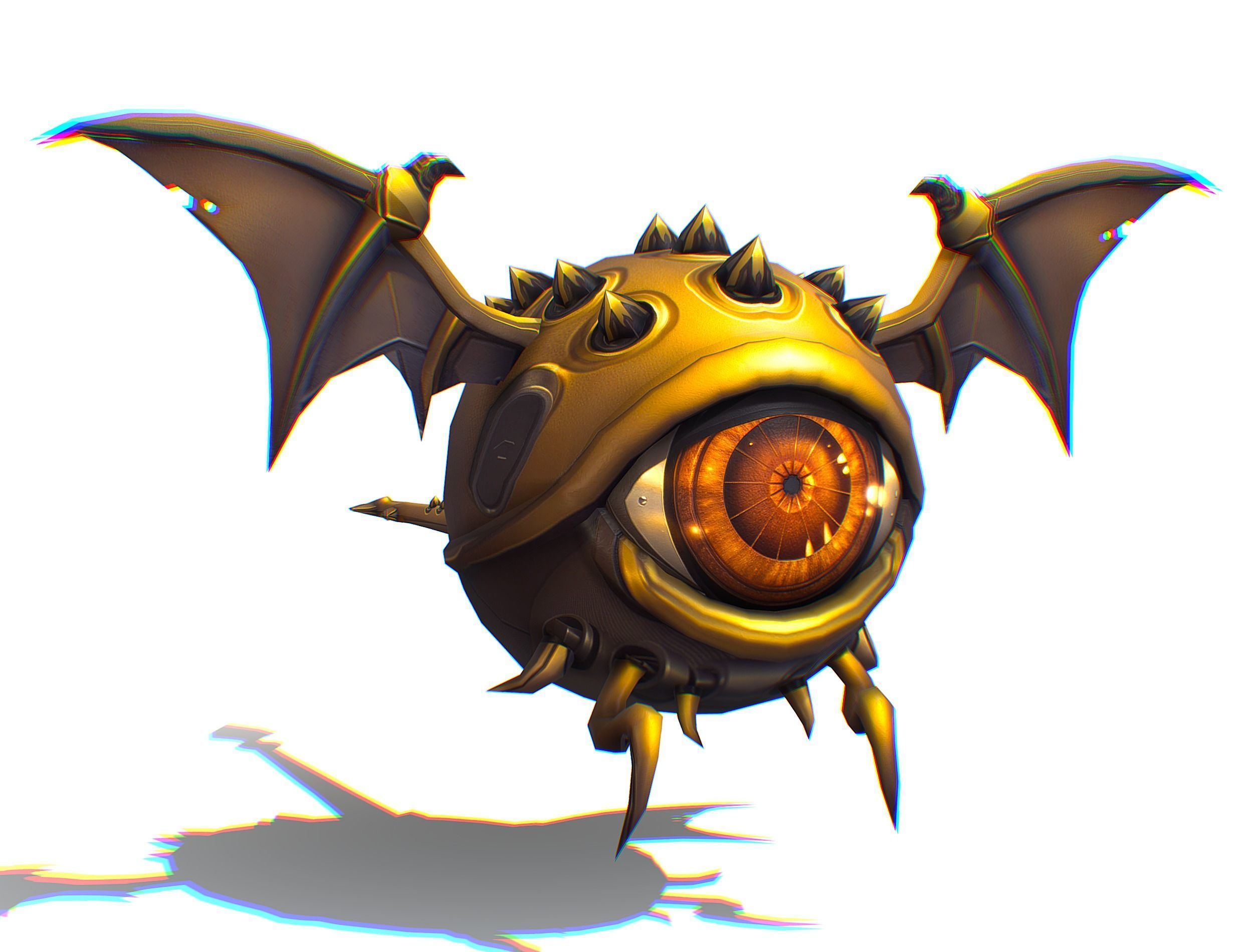Metallic Drone Spikes Central Eye Bat Wings Tail Low-poly 3D model_12